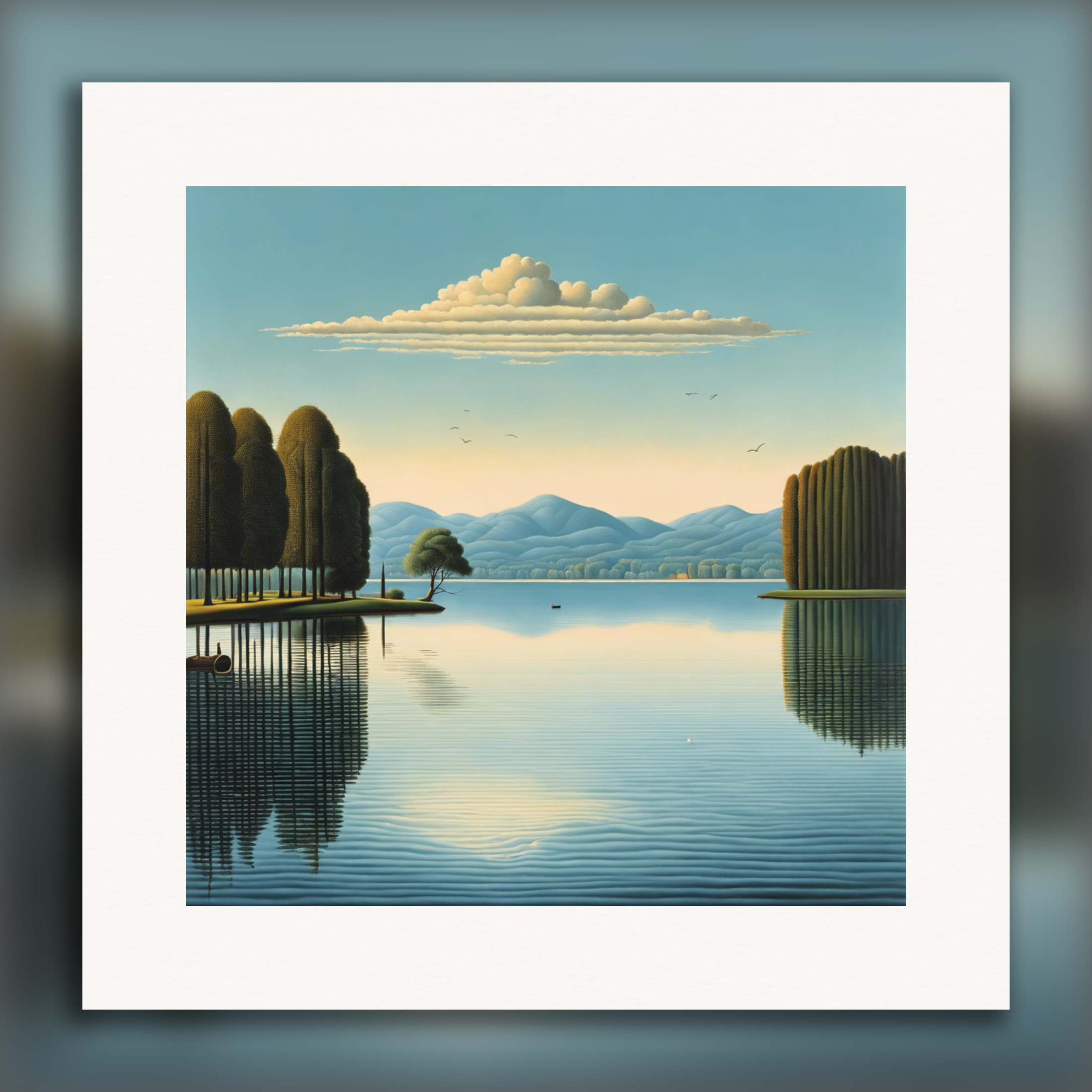 Belgian Surrealism, Mirror Images on the Lake – Print