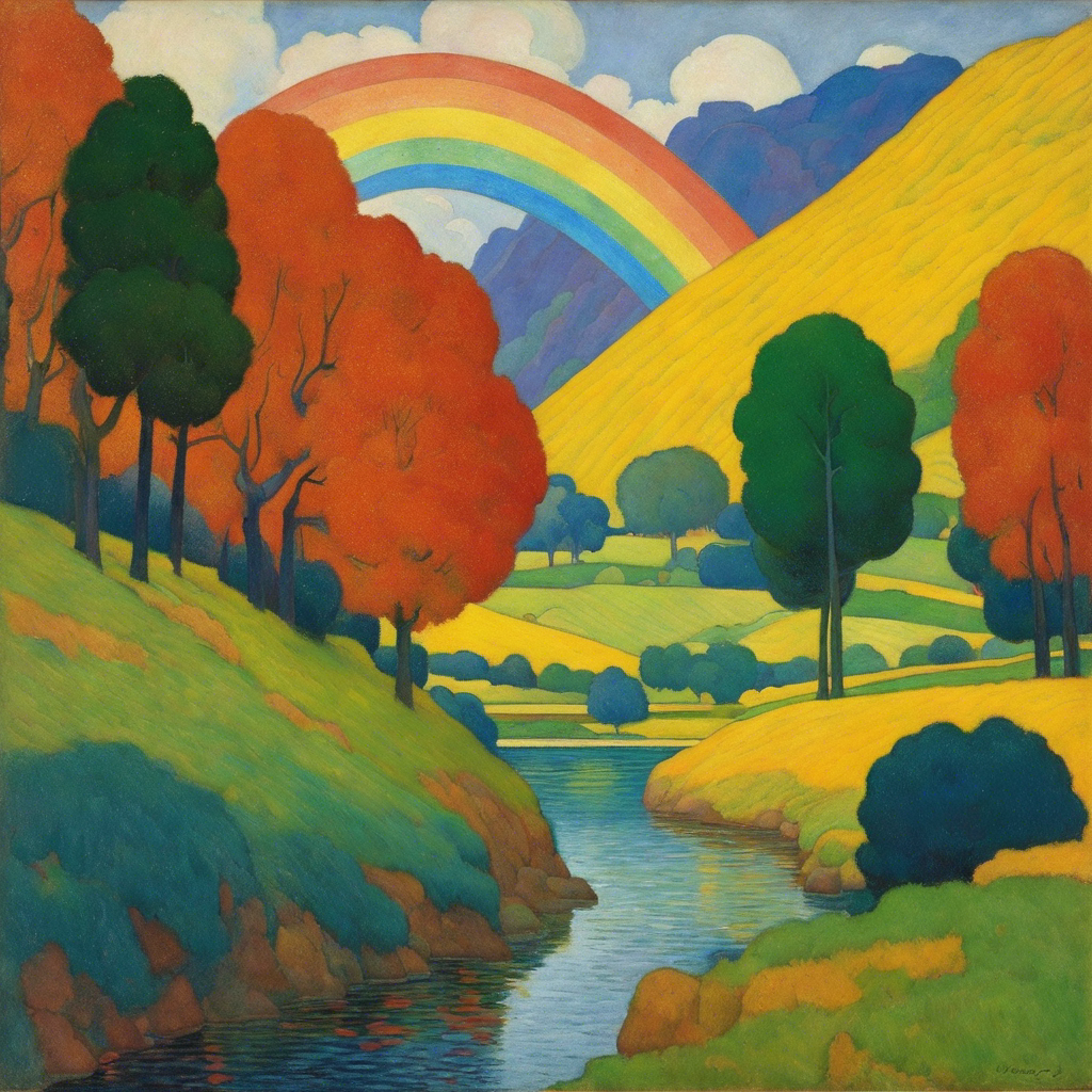 Symbolism with bright colors and simplified shapes, Rainbow - Poster