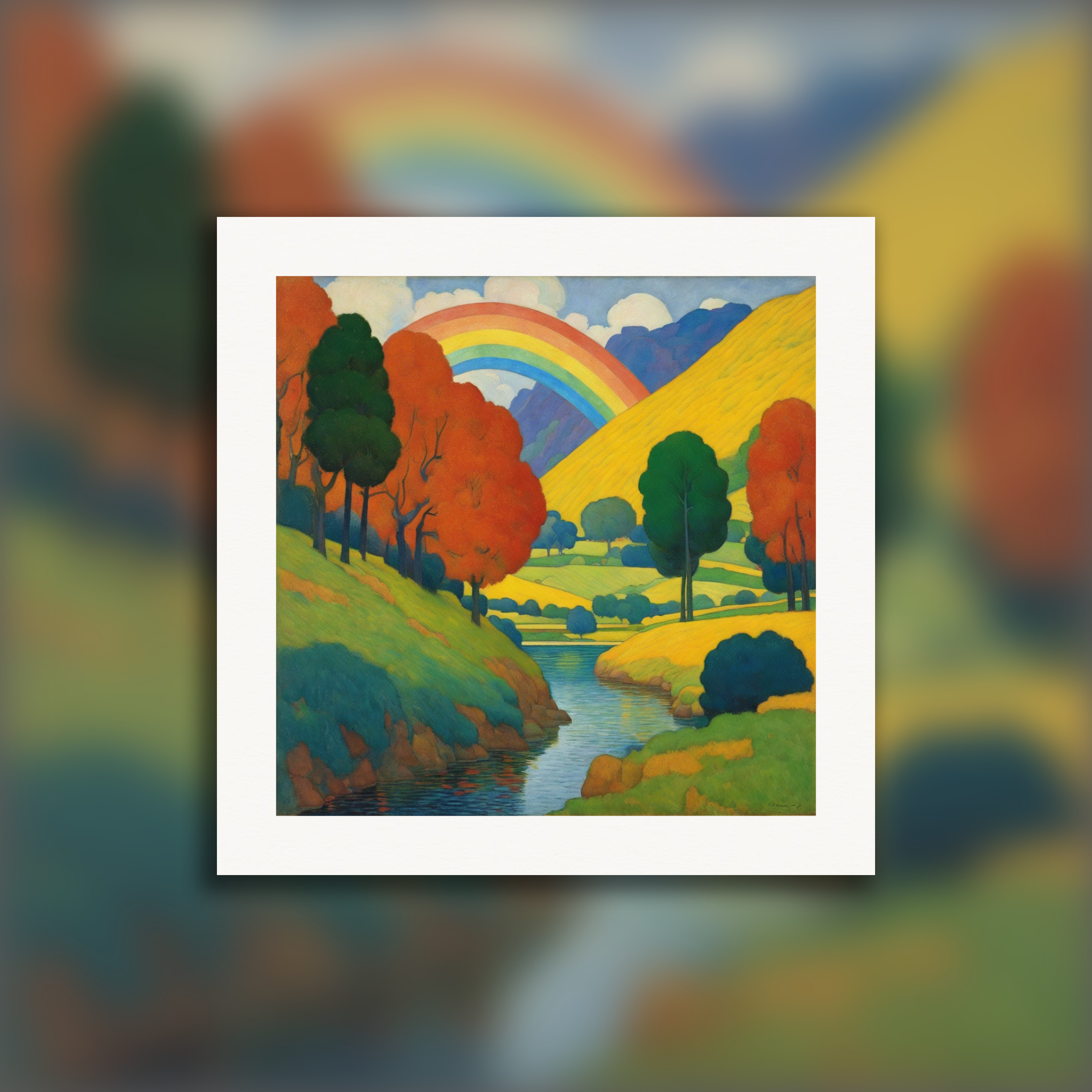 Symbolism with bright colors and simplified shapes, Rainbow - Poster