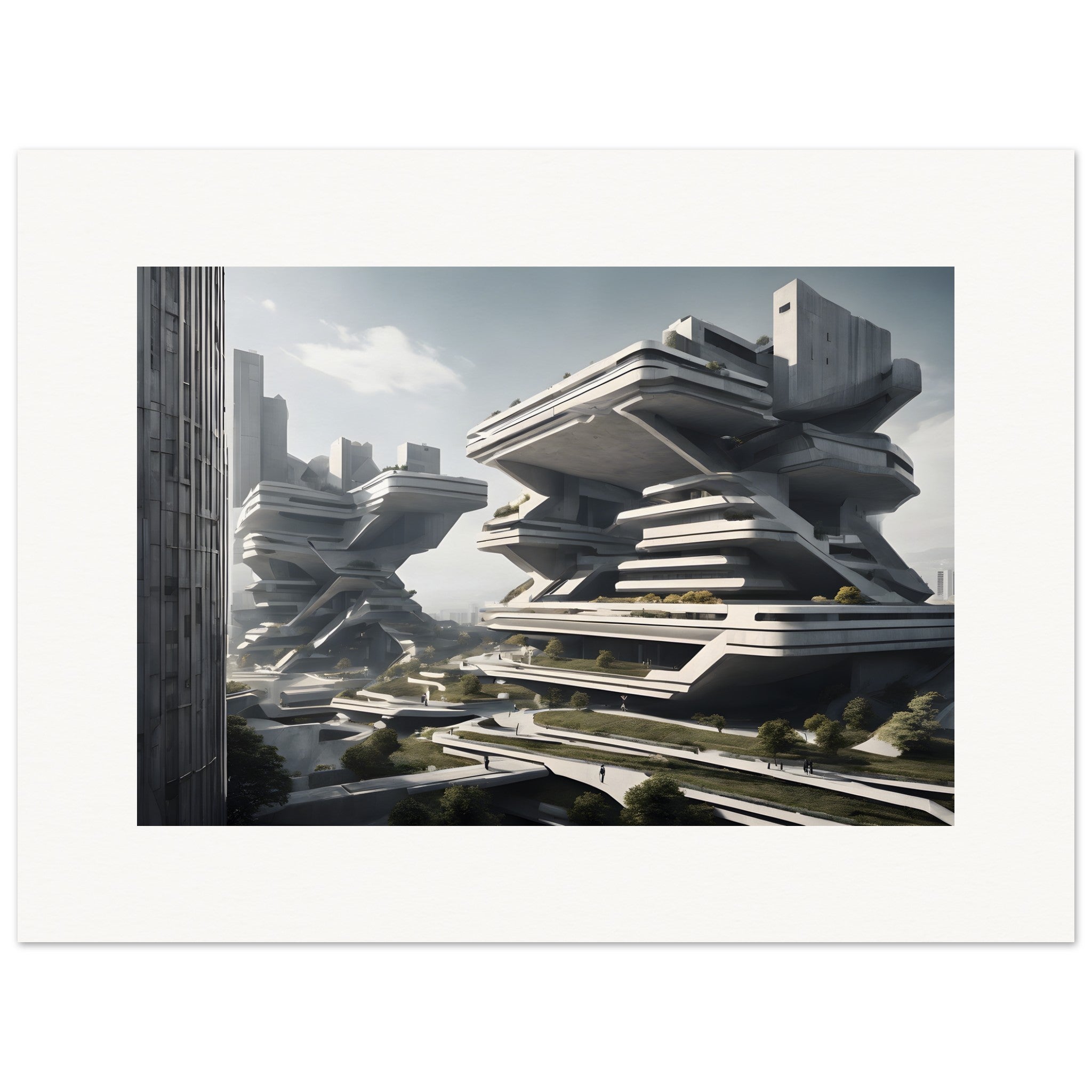 Brutalist Architecture, Futuristic Urban Landscape – Print