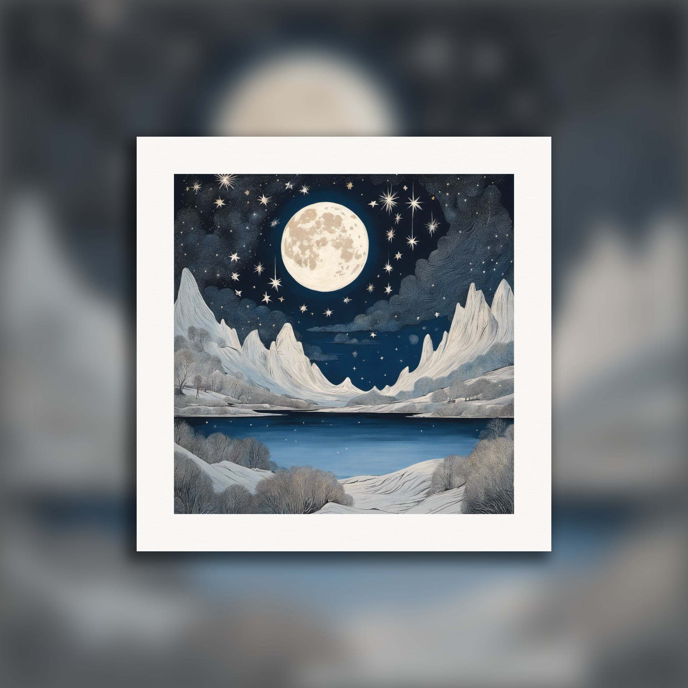 Moomins, Moon and Star-Filled Night Sky – Print