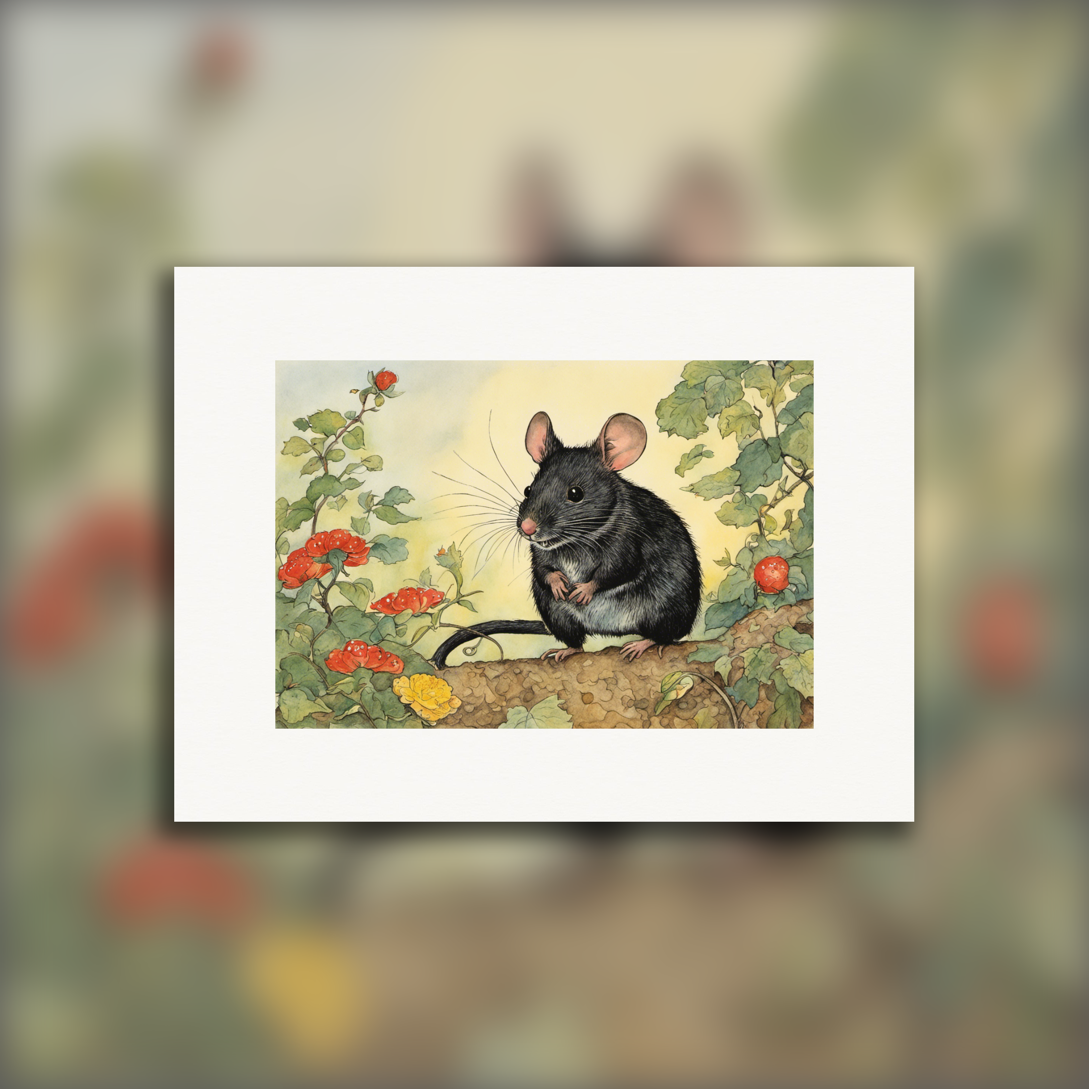 Modern British comic strip style naïve mouse – Art Print