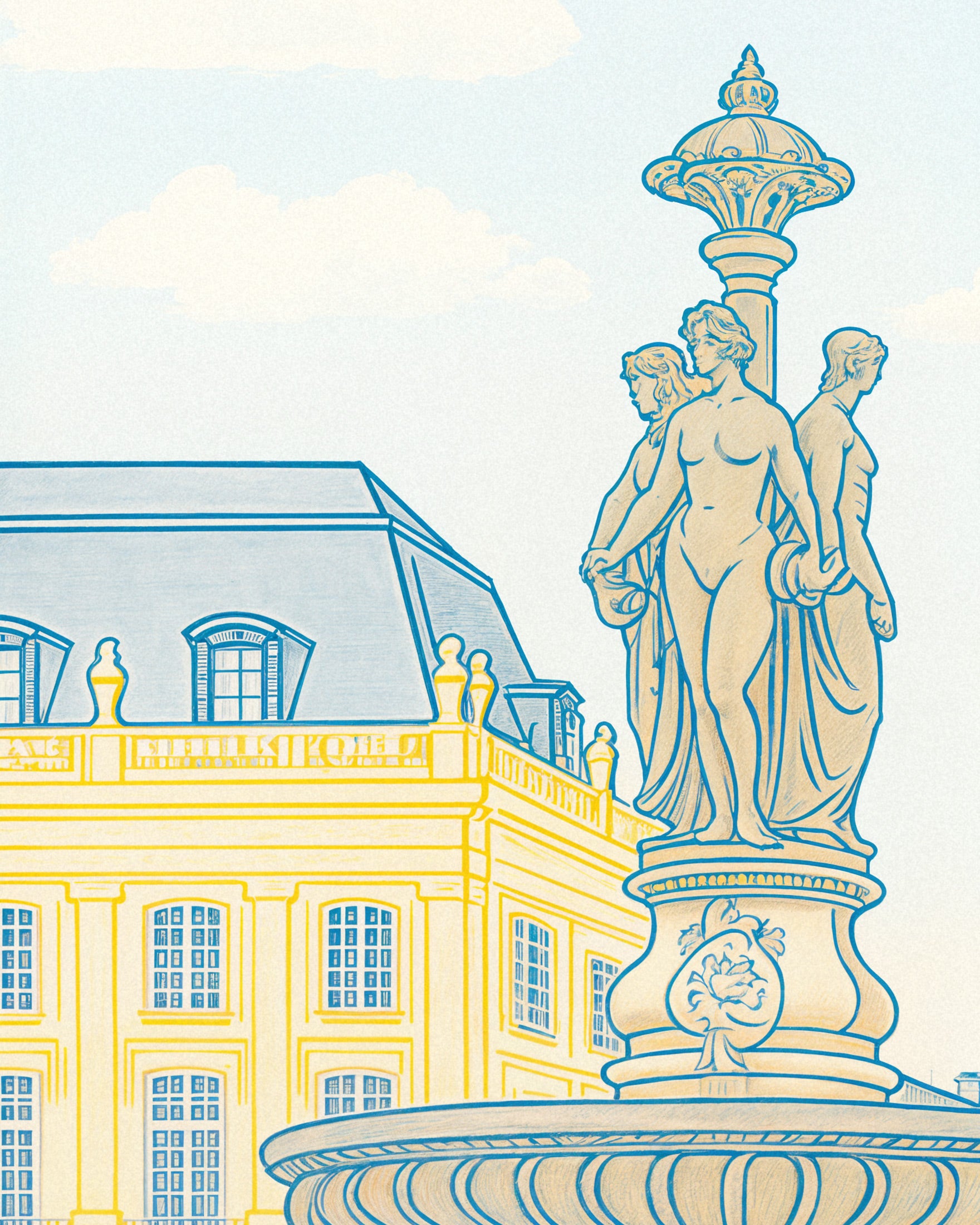 Bordeaux Poster – Place de la Bourse & Fountain Art Print