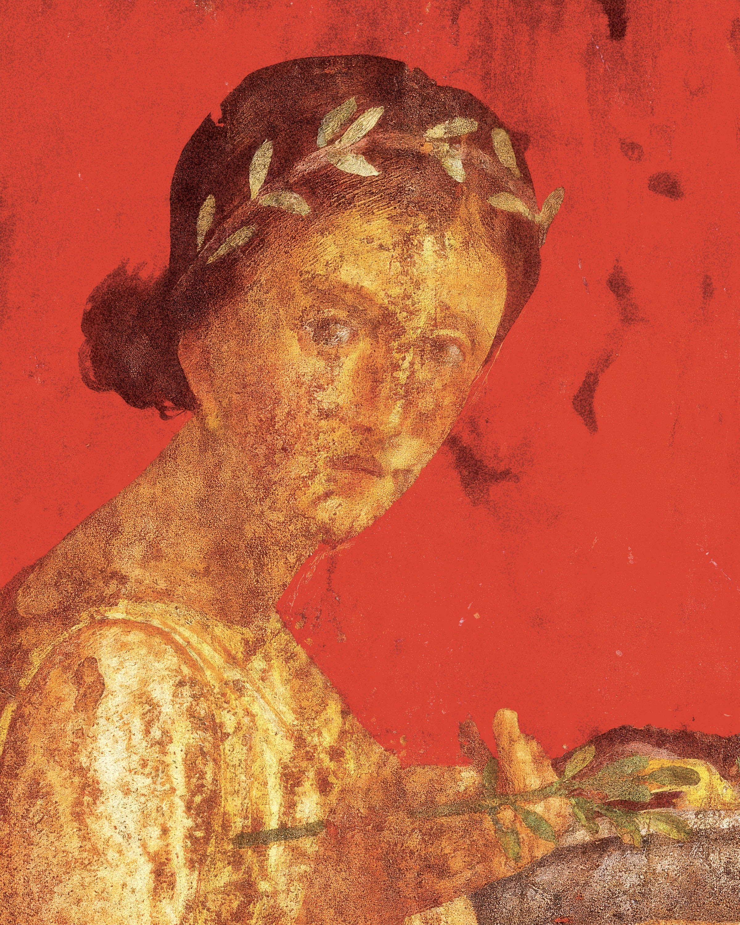 Woman with wreath fresco art print from Pompeii poster