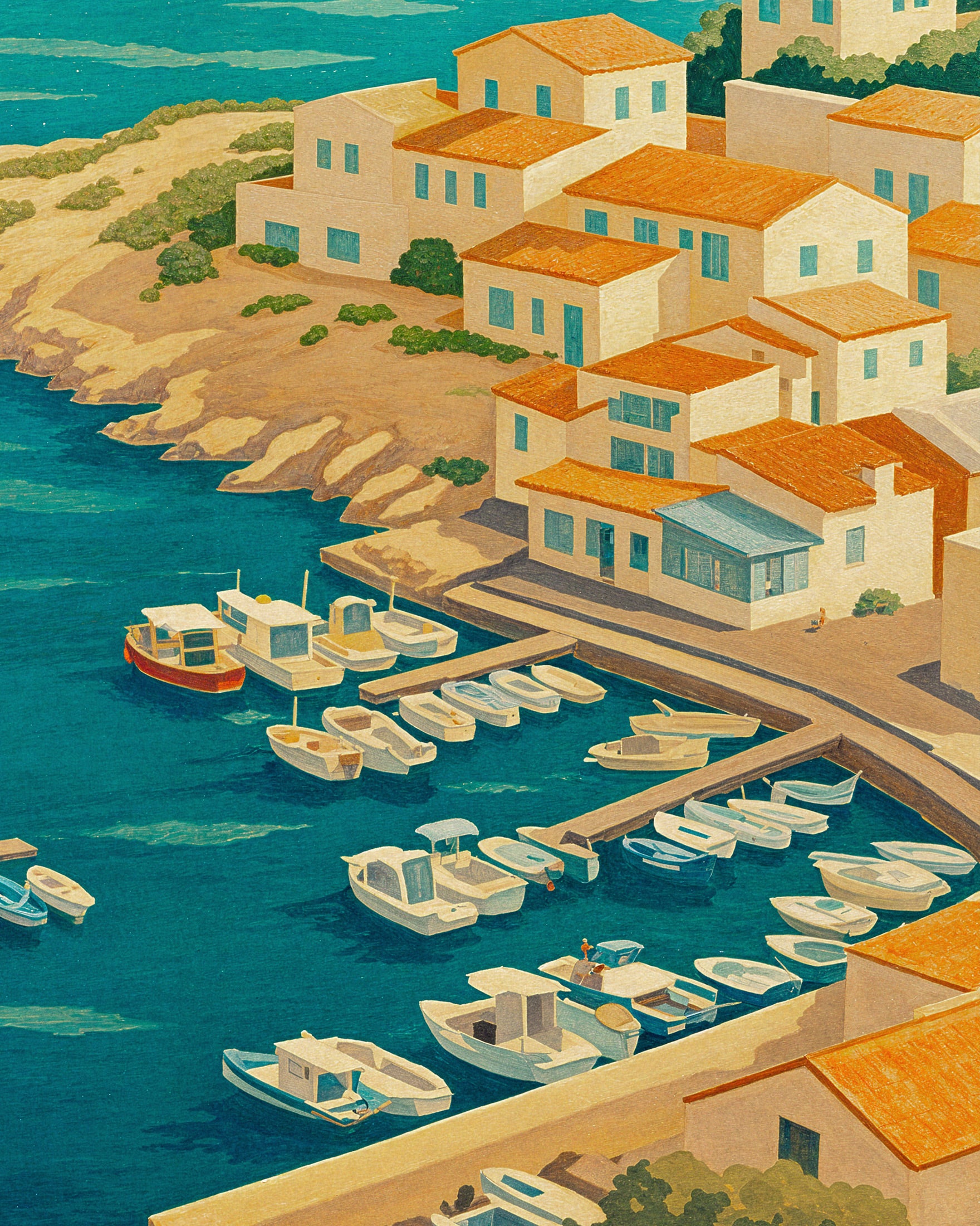 Les Goudes Marseille Travel Poster - Mediterranean Fishing Village
