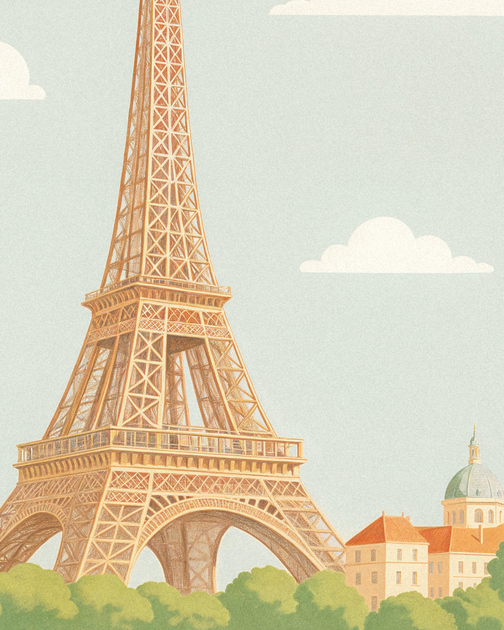 Paris – Delicate Pastel Artwork of the Eiffel Tower – Print