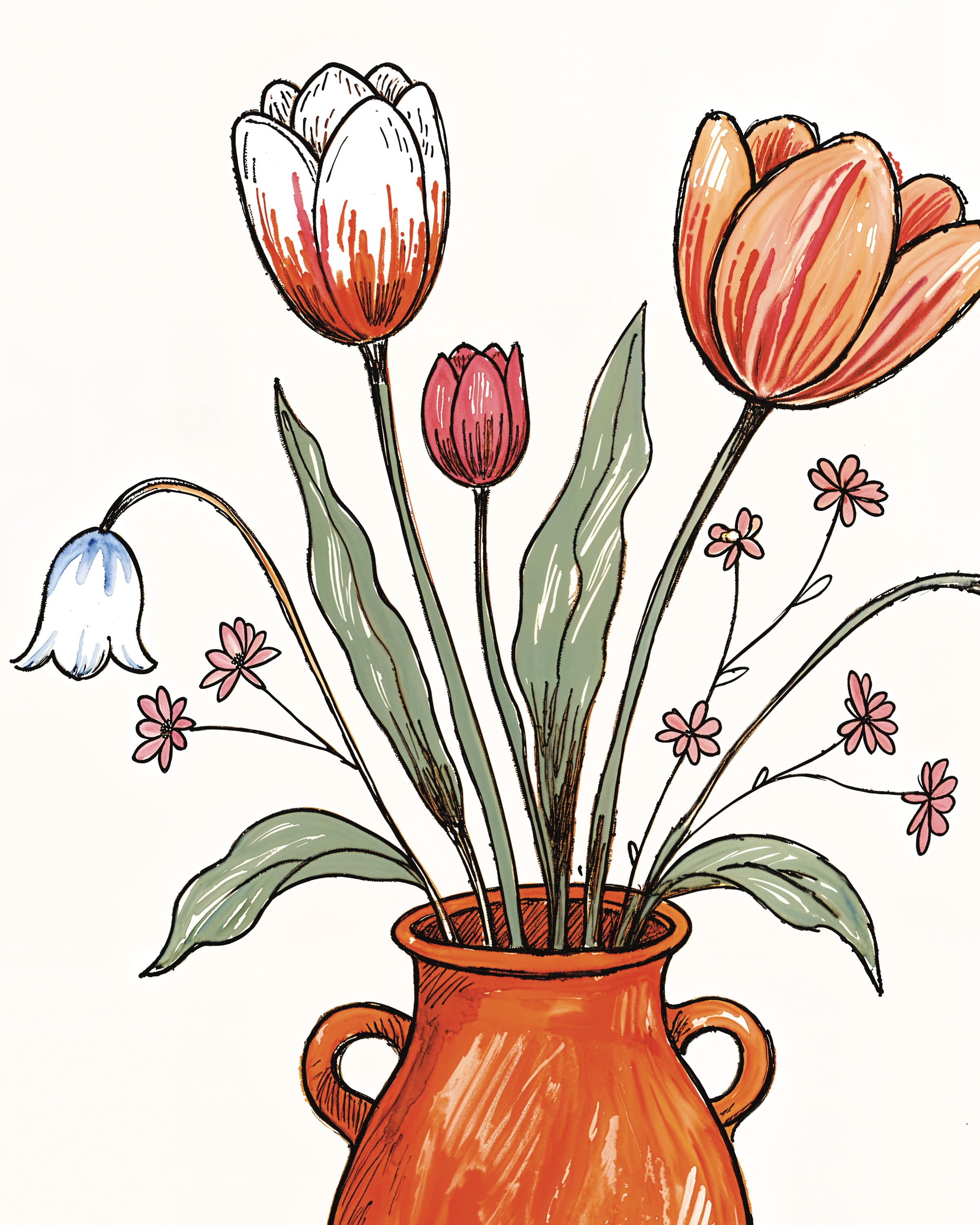 Easter Tulips Still Life in Terracotta - Poster