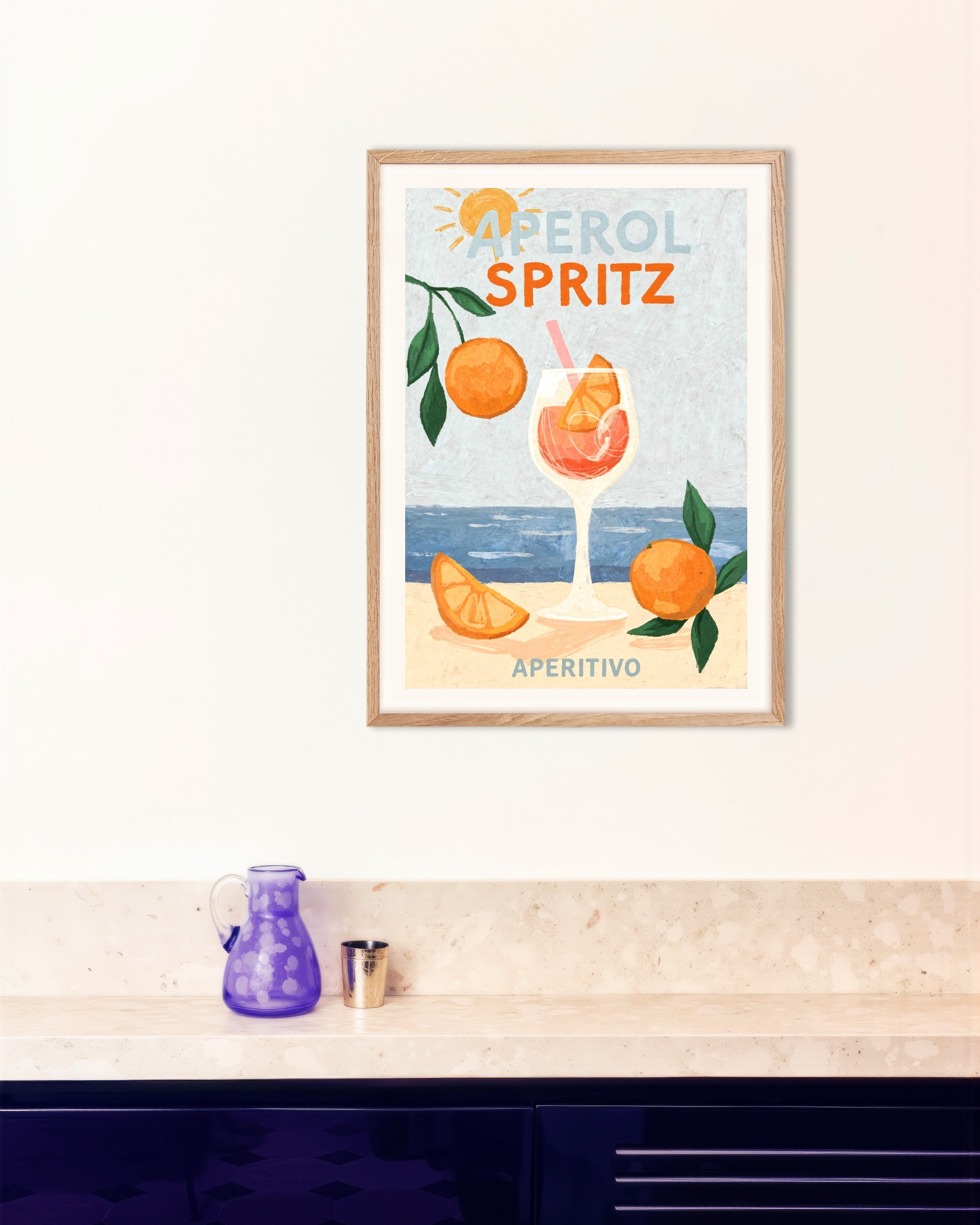 Poster of Aperol Spritz Aperitivo Poster, with natural wooden frame