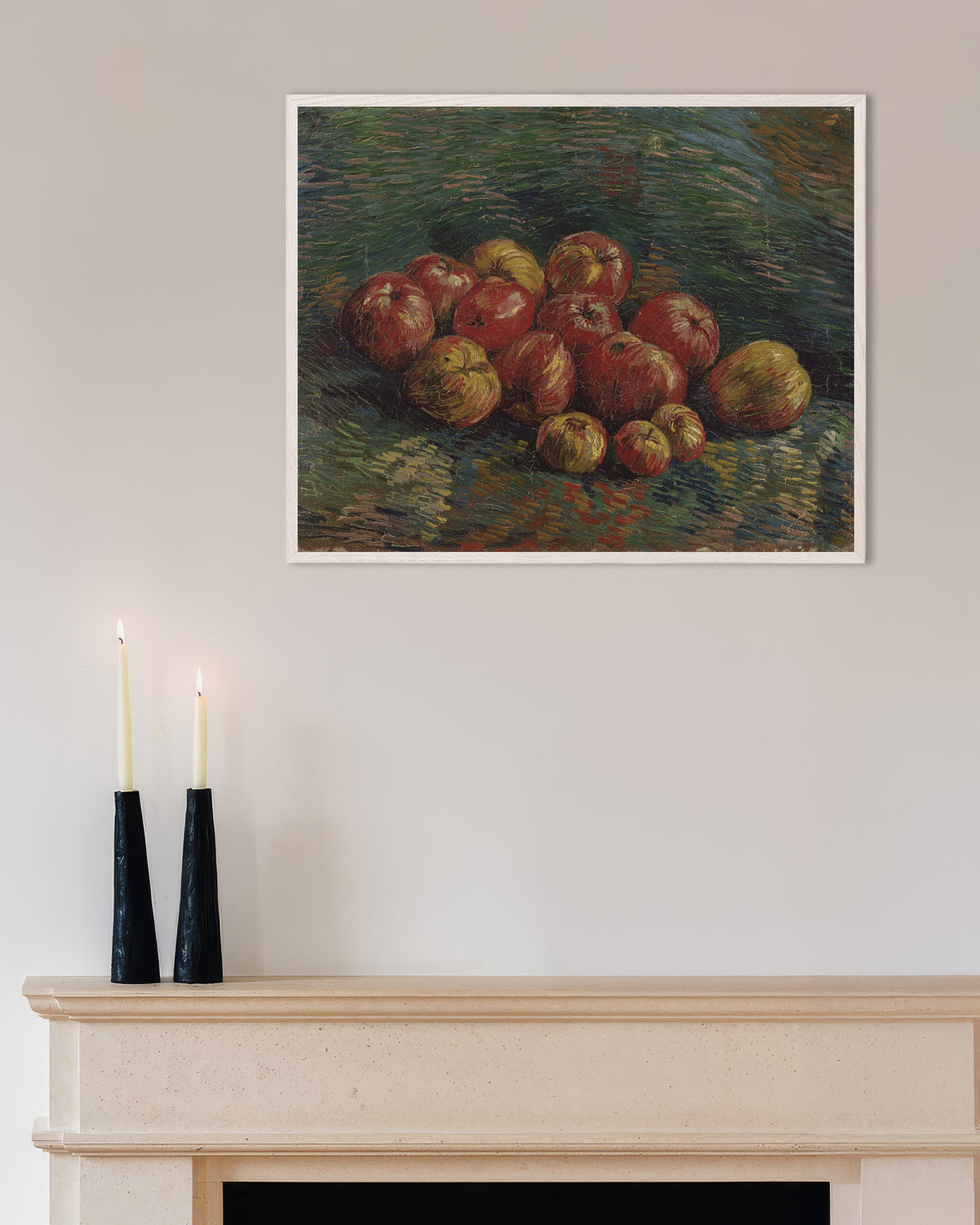 Poster of Apples (1887) by Vincent van Gogh, with white wooden frame