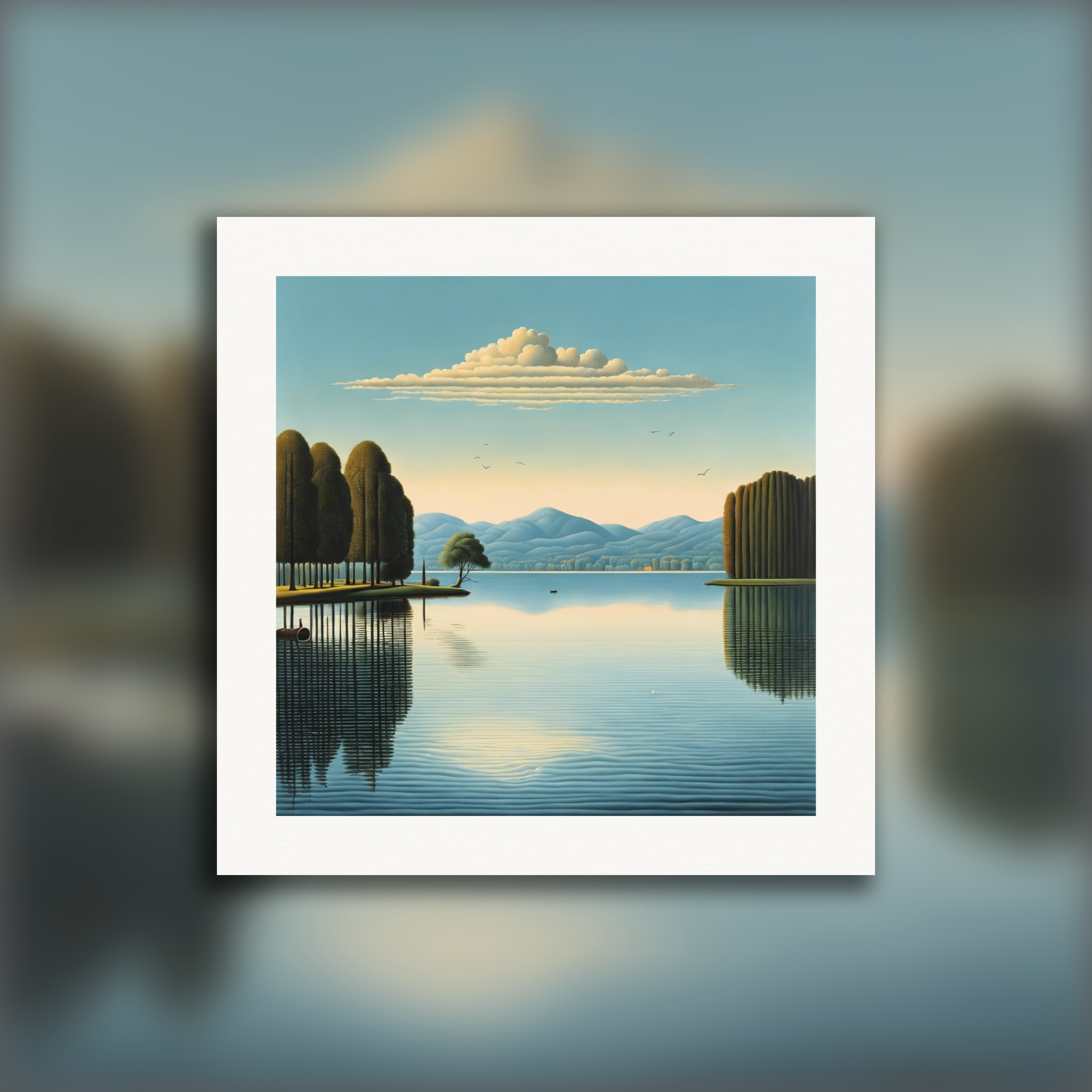 Belgian Surrealism, Mirror Images on the Lake – Print