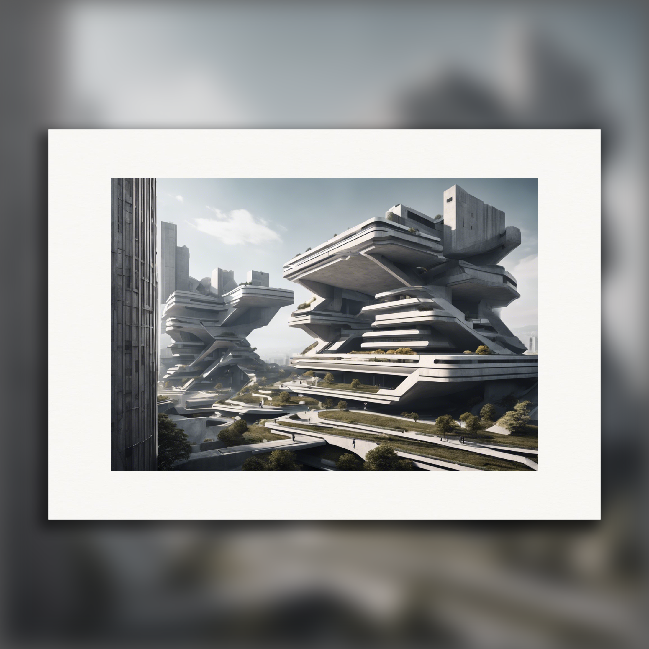 Brutalist Architecture, Futuristic Urban Landscape – Print