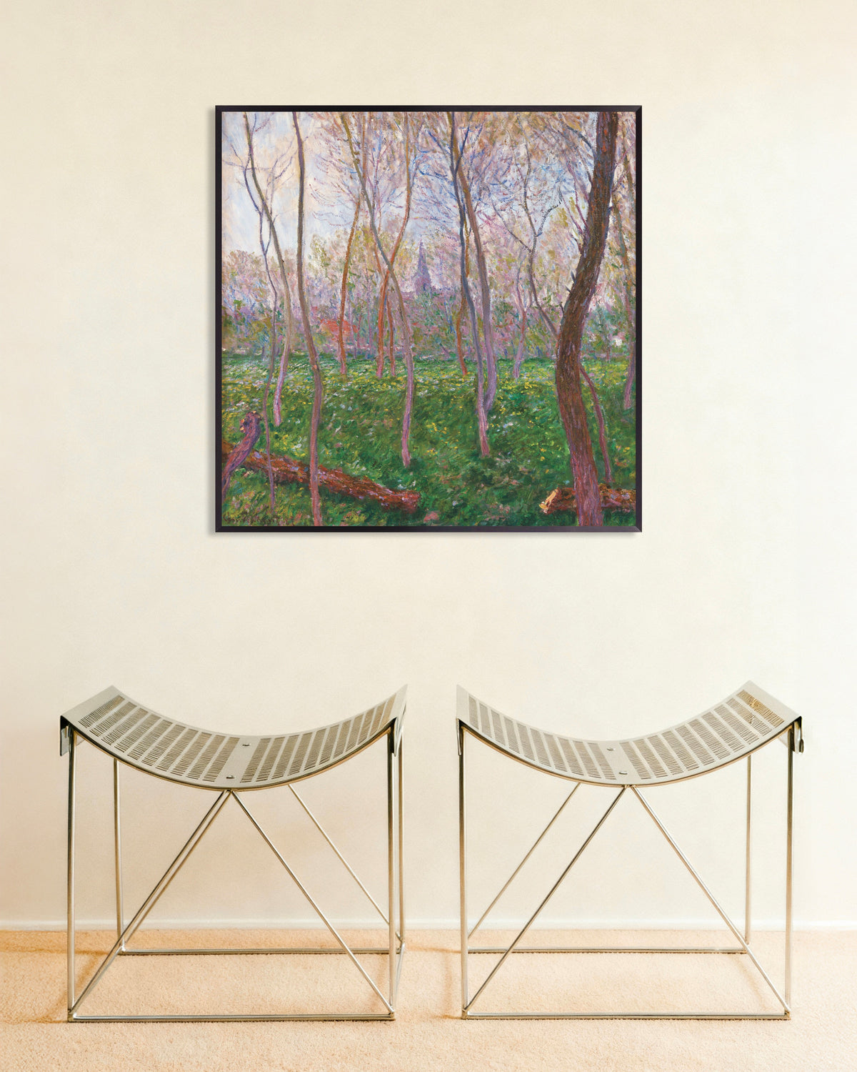Poster of Bennecourt (1887) by Claude Monet, with metal frame