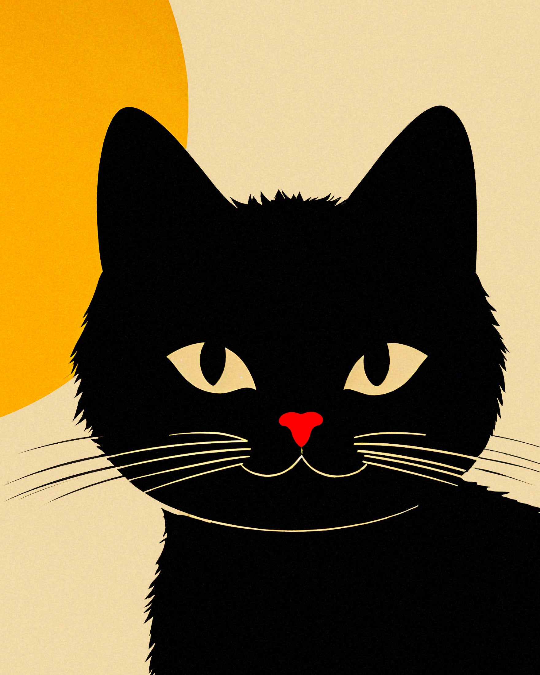Japanese poster, cat with coffee cups