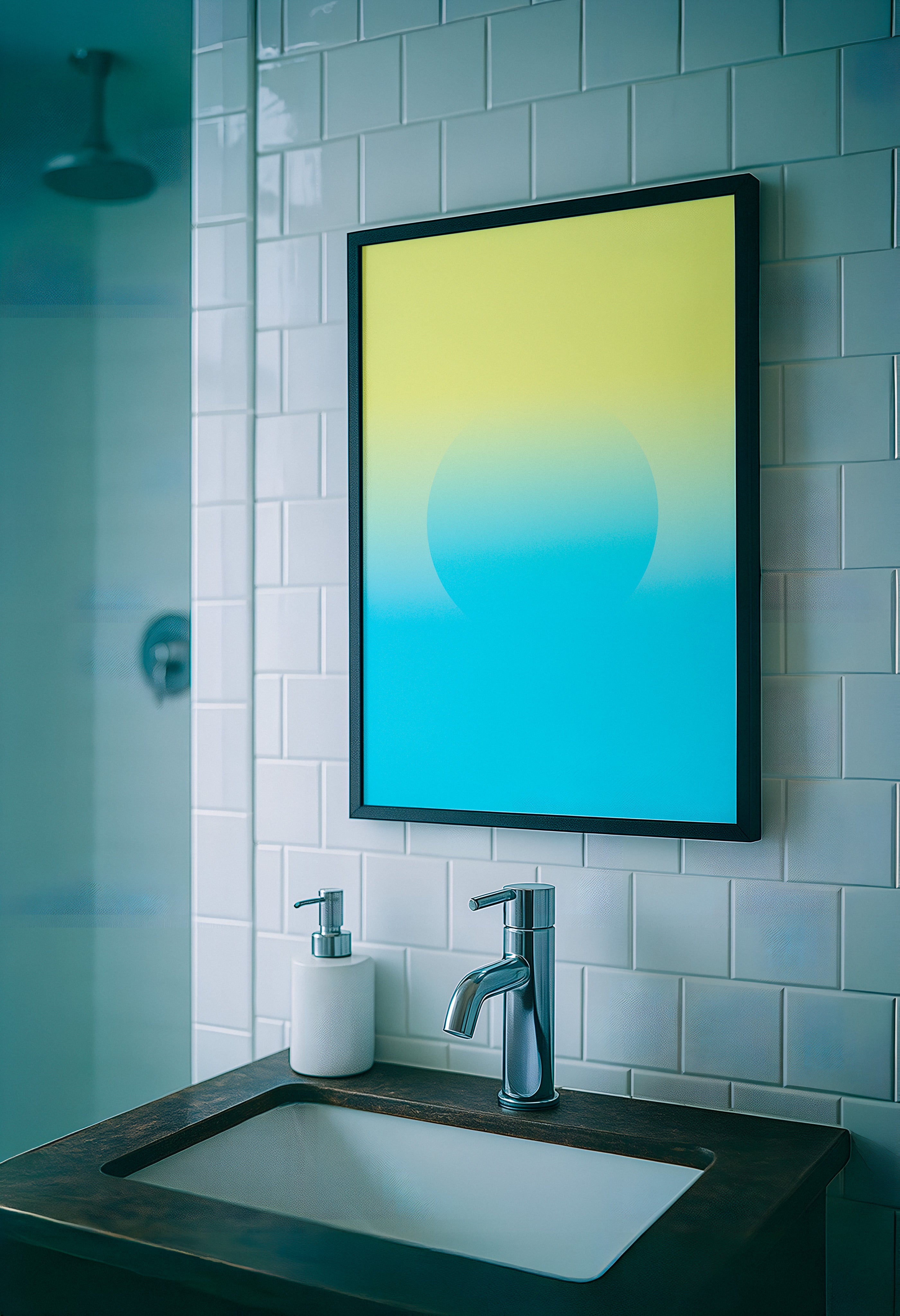 Quietude in Gold and Blue - Abstract Gradient Art Poster