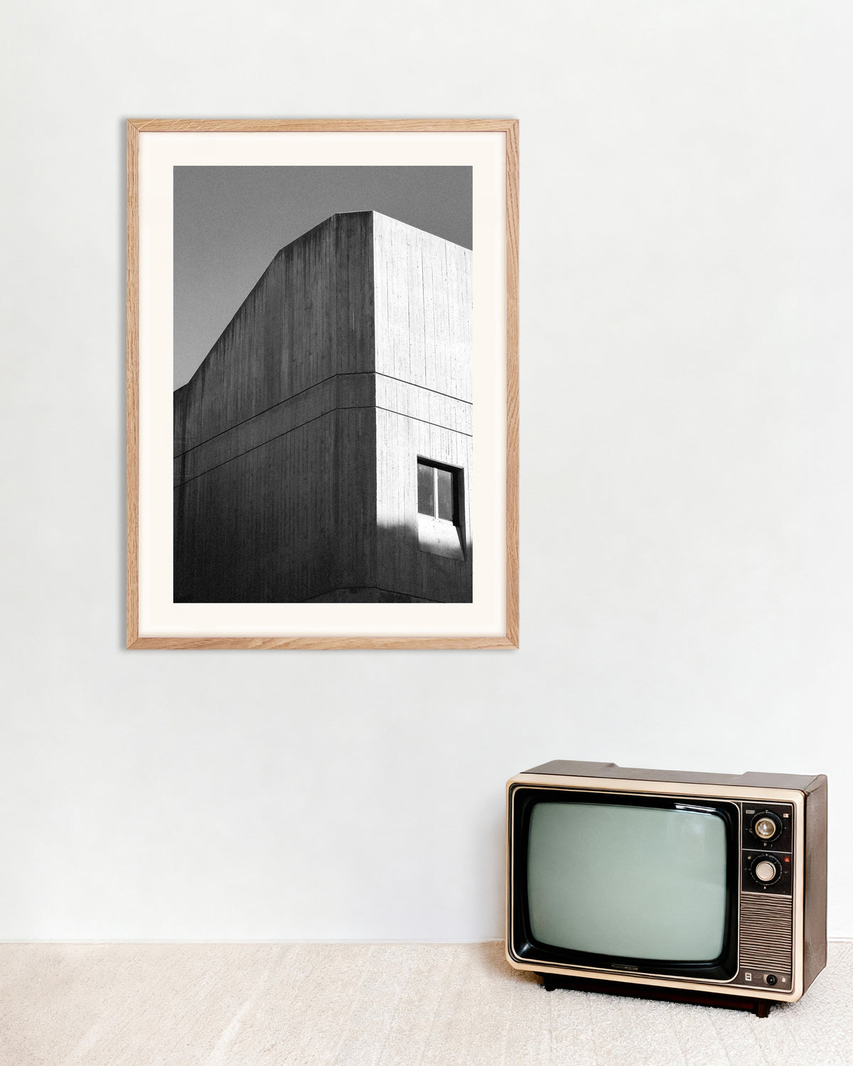 Poster of Board Marked Concrete Corner, with natural wooden frame