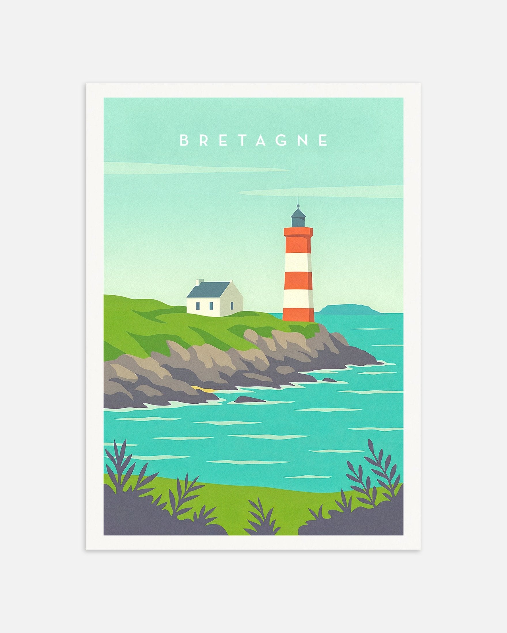 Poster of Brittany Lighthouse Poster - Coastal France Travel Art Print, thumbnail