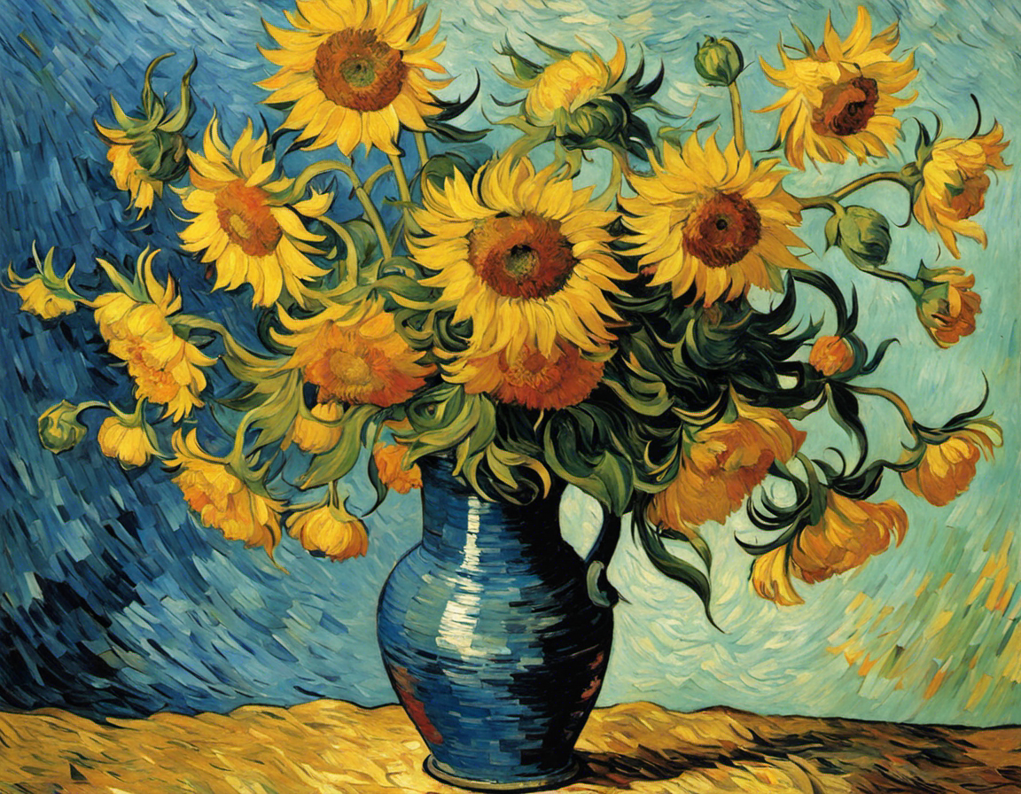 Artwork portraying the vibrant intensity of nature intertwined with human feeling, sunflowers – Print