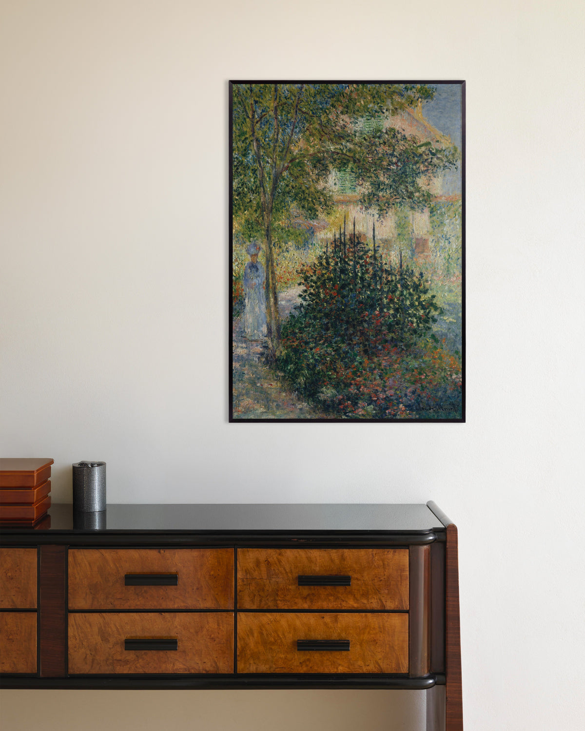 Poster of Camille Monet in the Garden at Argenteuil (1876) by Claude Monet, with metal frame