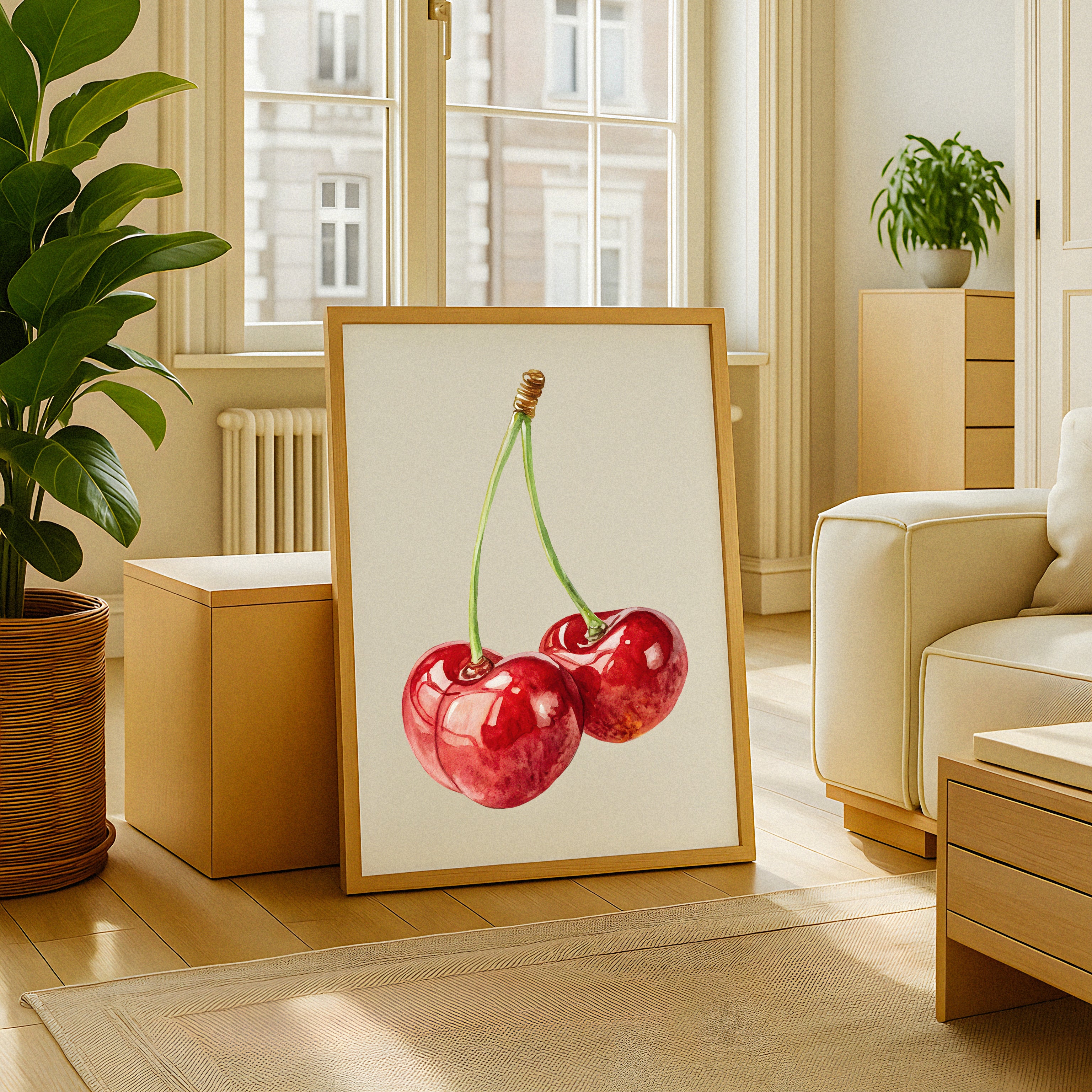 Watercolour Cherry Illustration – Fruit-Themed Wall Art Print