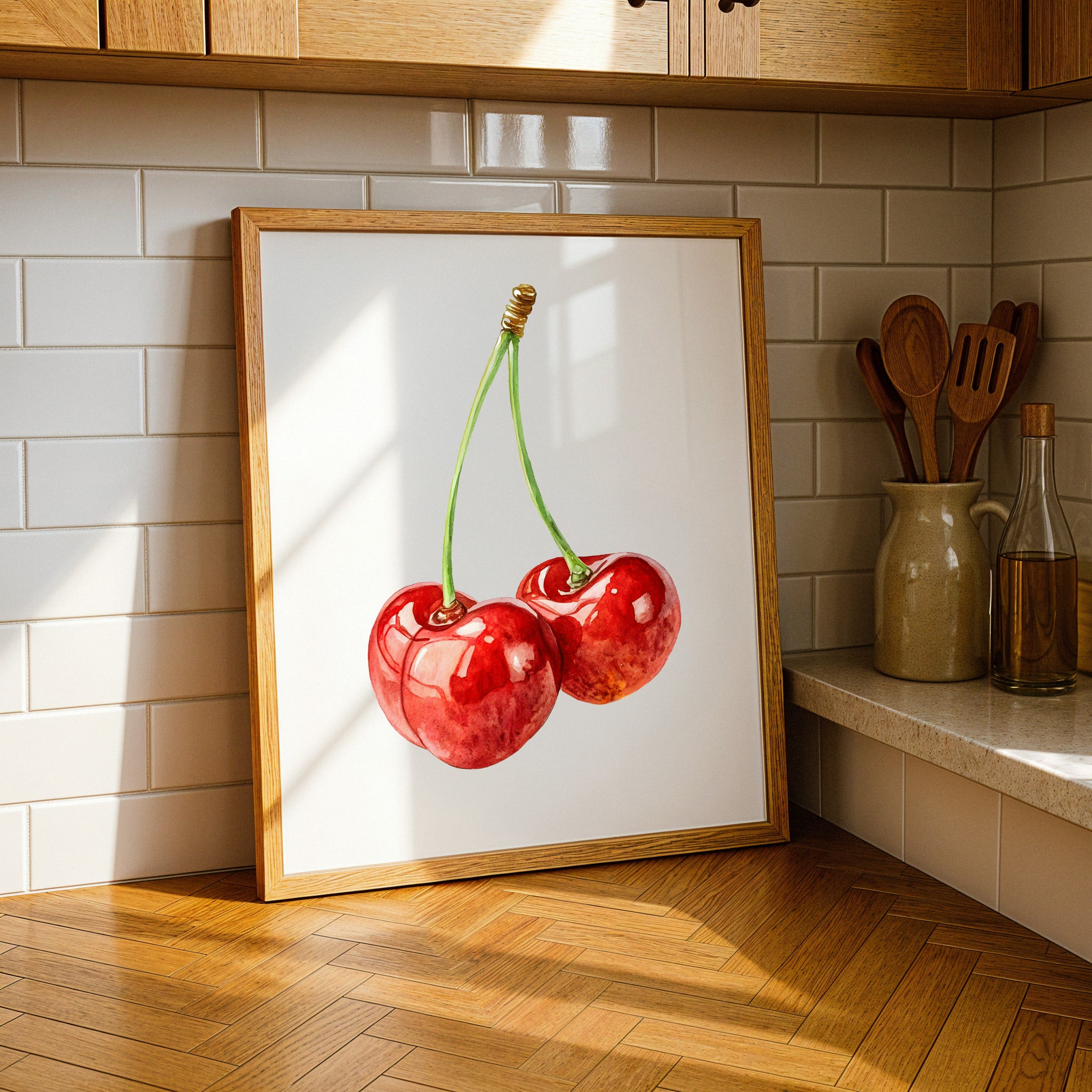 Watercolour Cherry Illustration – Fruit-Themed Wall Art Print