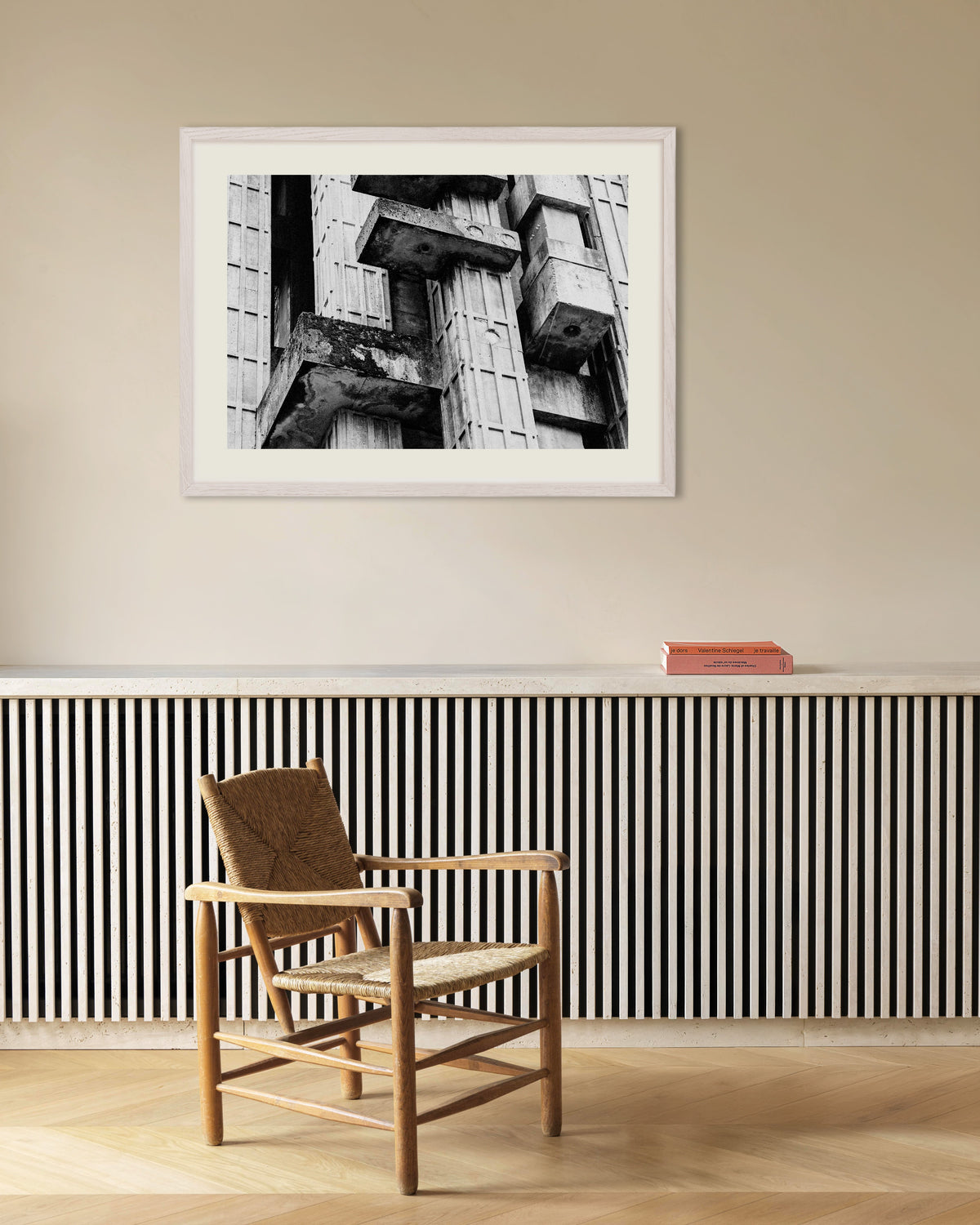Poster of Close Up of Weathered Concrete Blocks, with white wooden frame