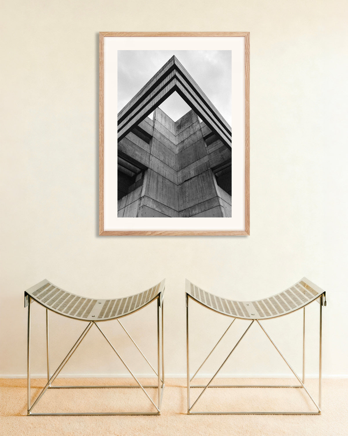 Poster of Concrete Roofline From Below, with natural wooden frame