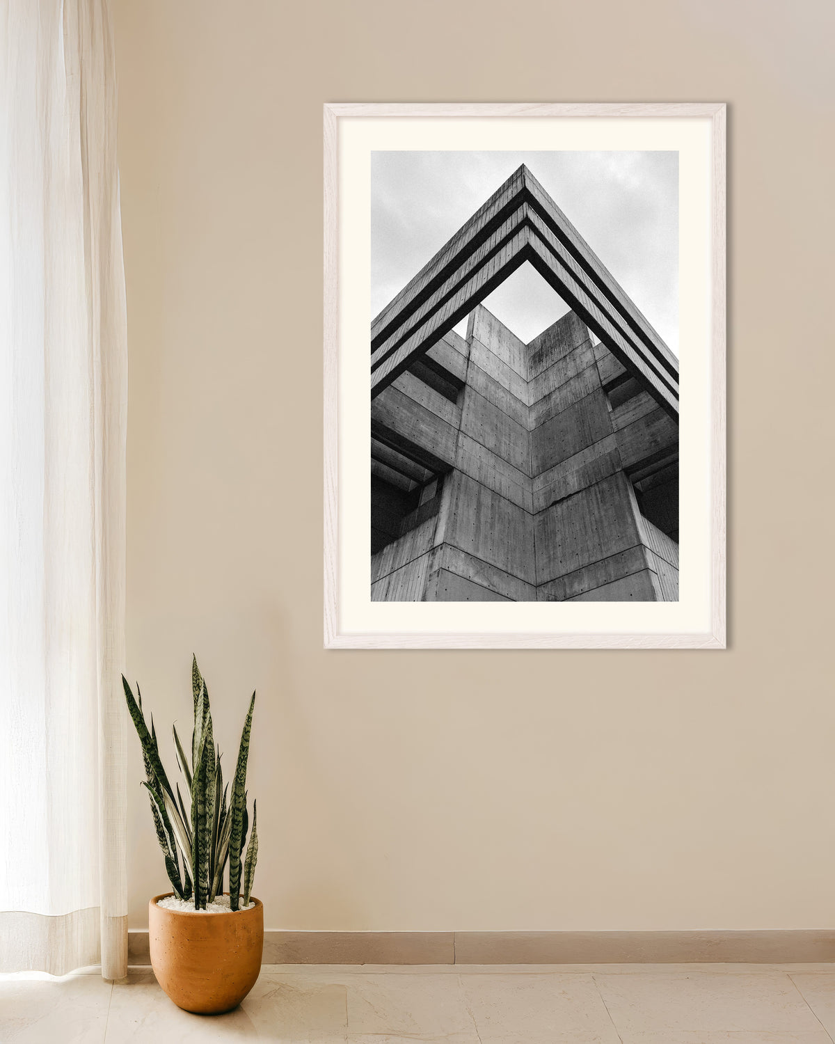 Poster of Concrete Roofline From Below, with white wooden frame