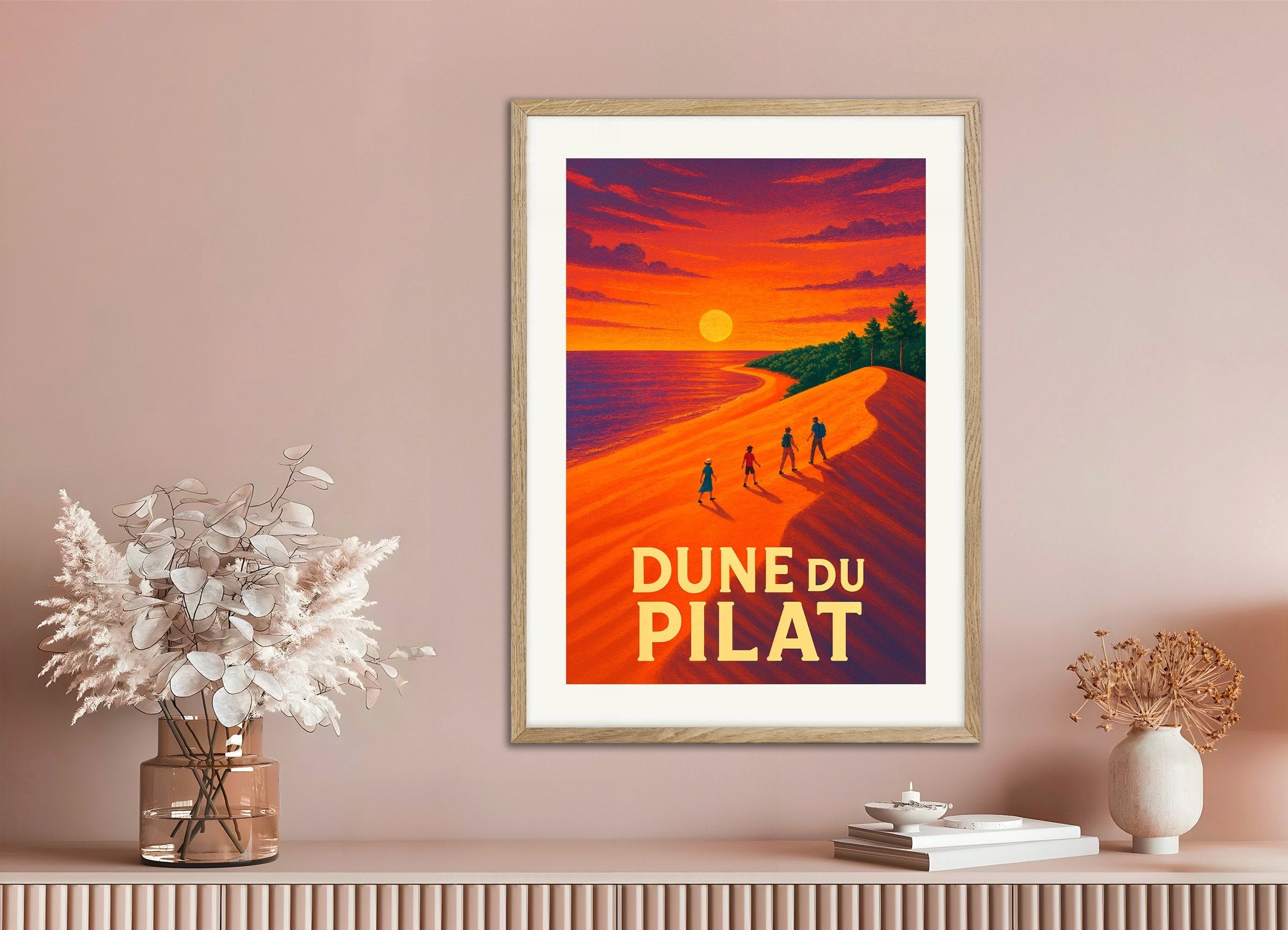 Poster of Dune of Pilat 02, Sunset - Poster, with natural wooden frame