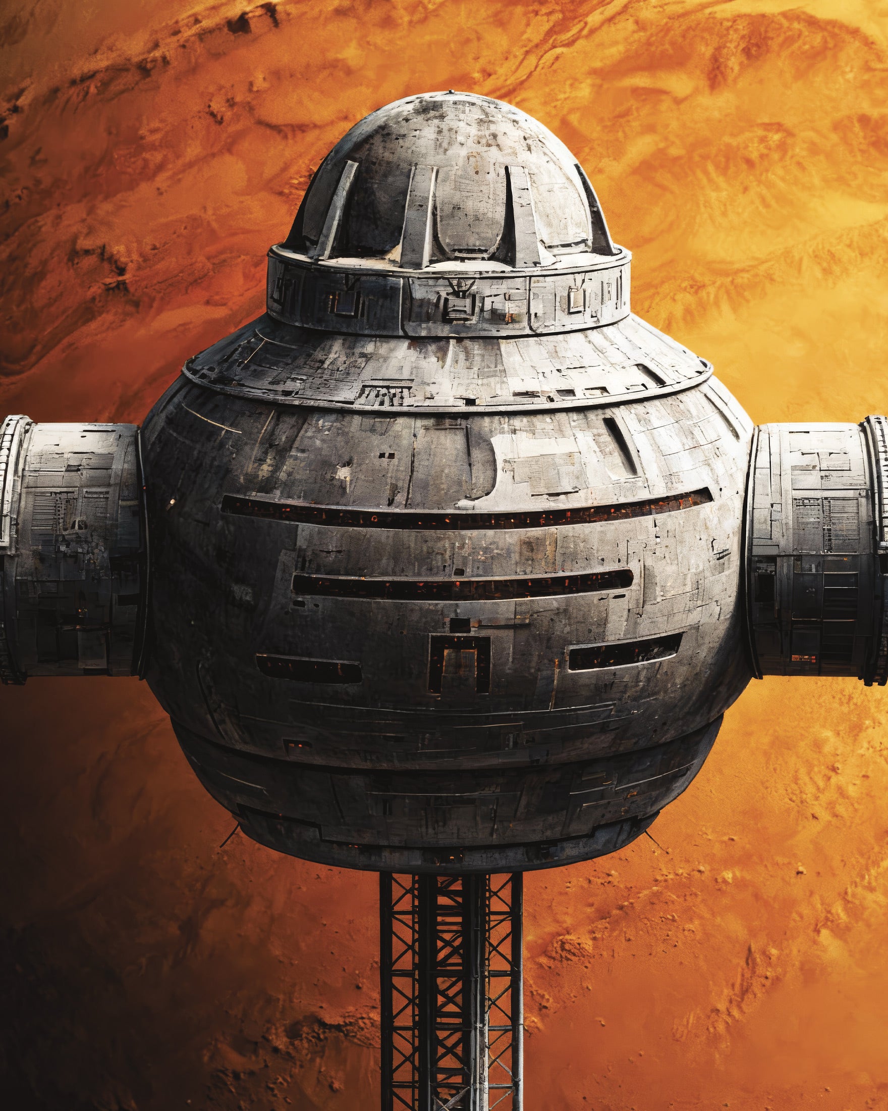 Orbital Station Poster, Sci-Fi Planet Art Print