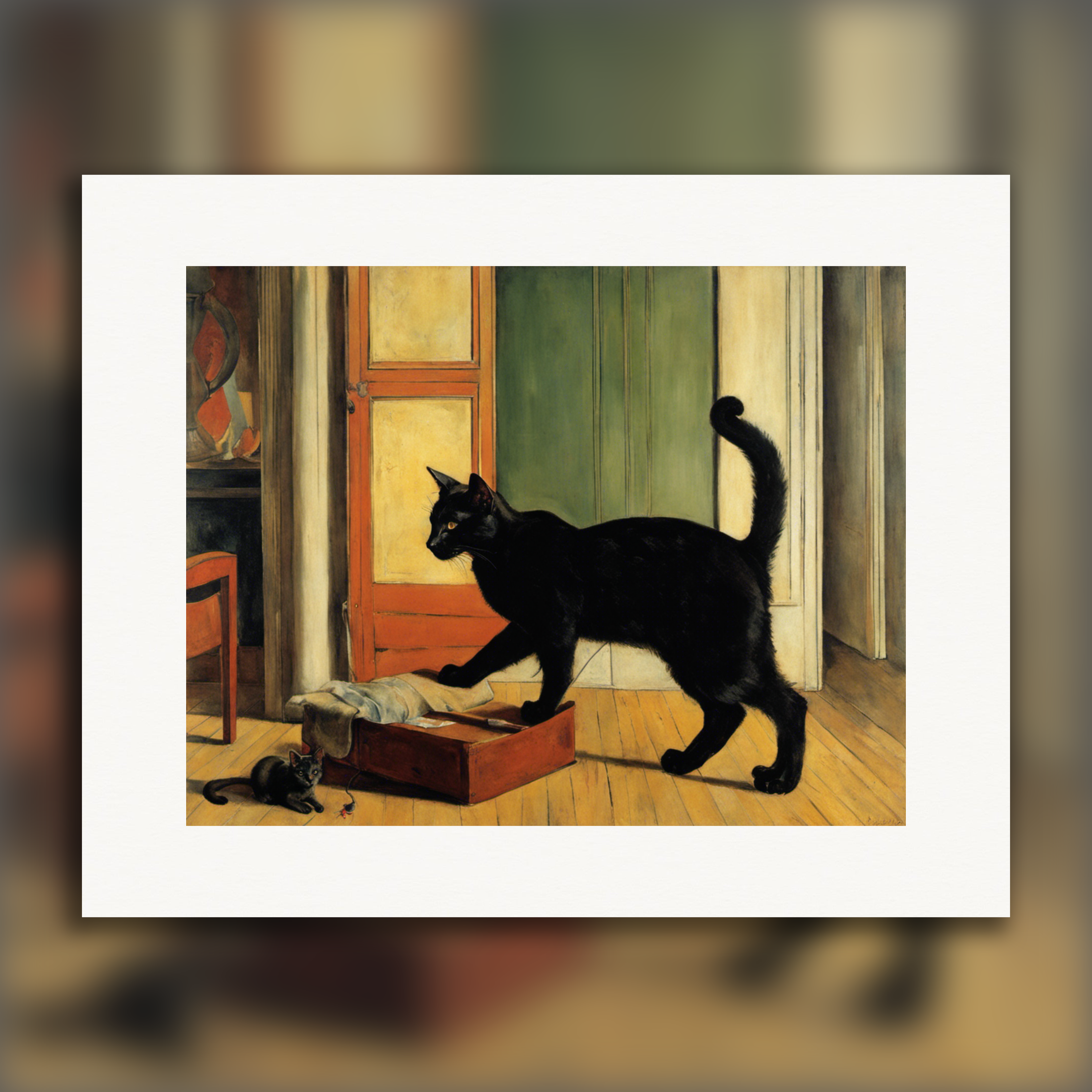 French figurative artwork, a feline – Print