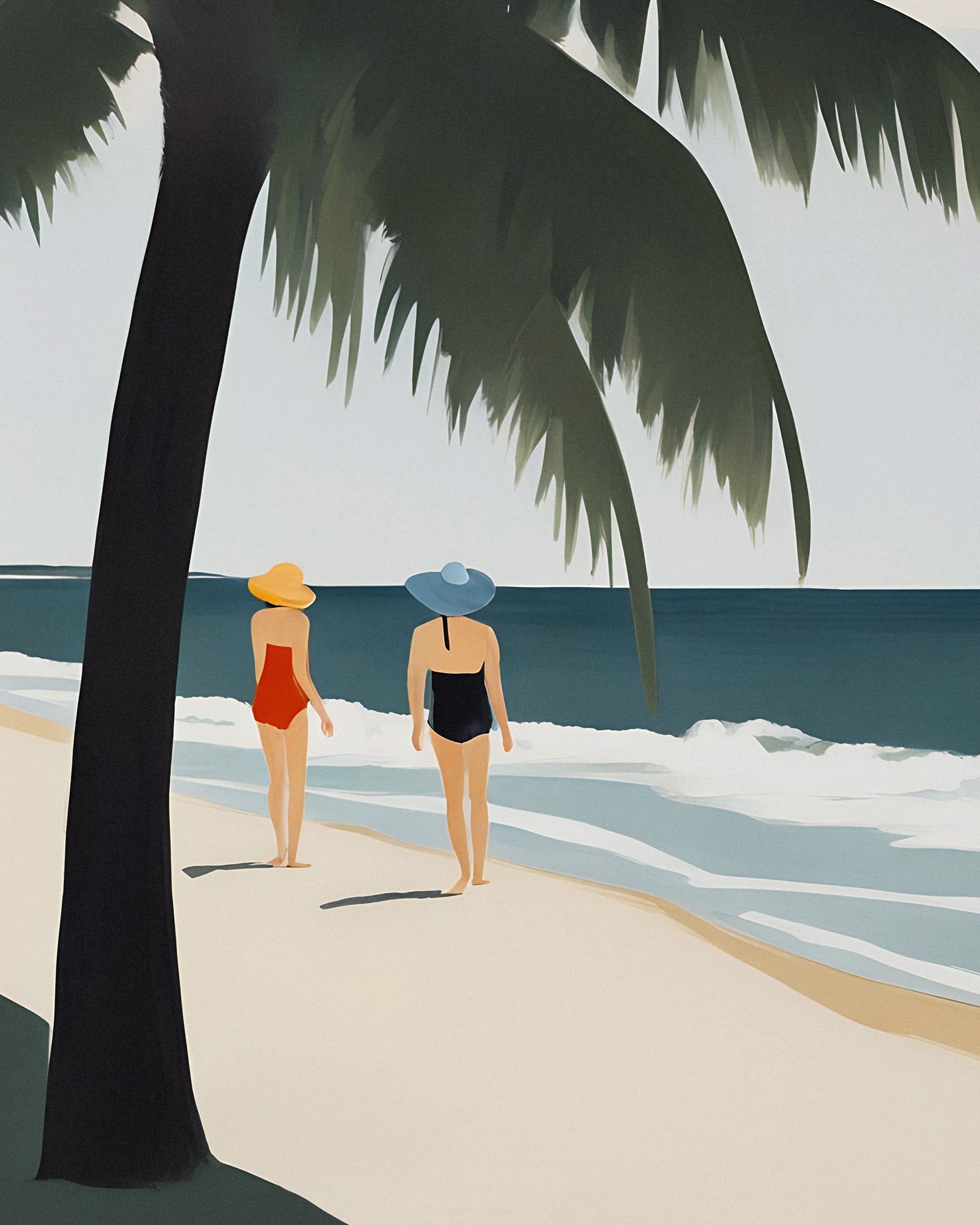 Émilie and Natacha by the Seaside – Tropical Haven Art Poster