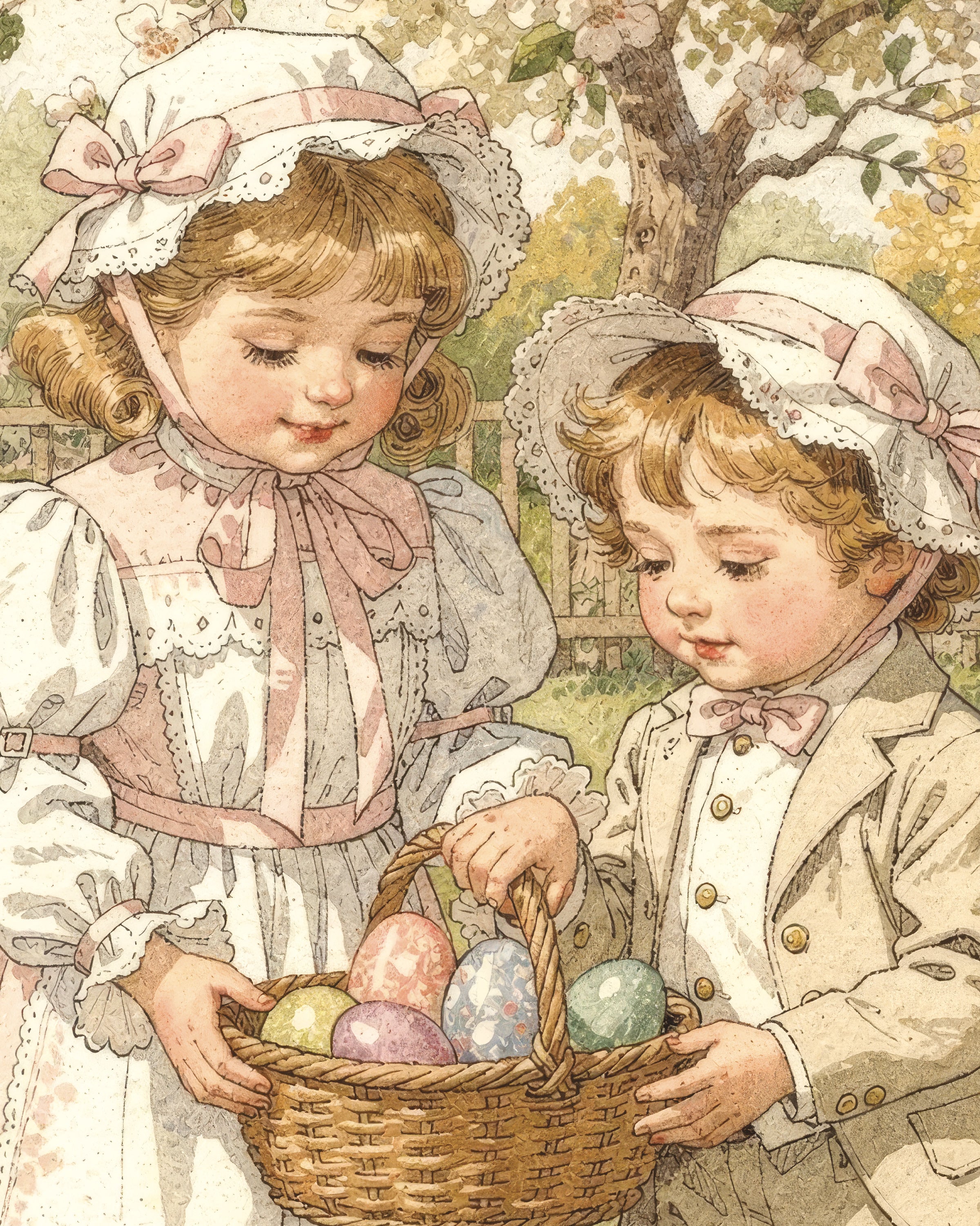 Springtime Egg Hunt - Vintage Easter Poster