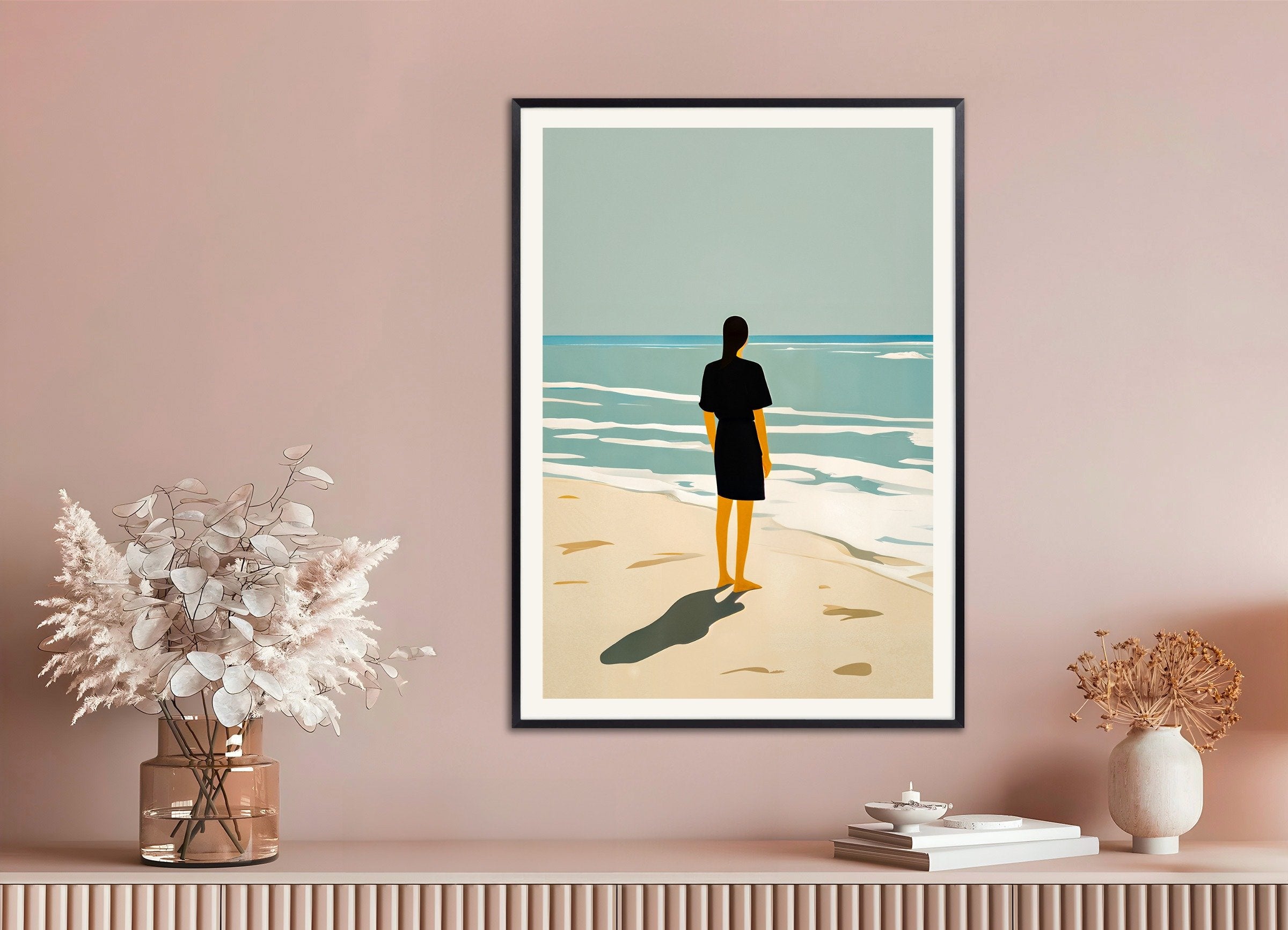 Poster of Erika on the Beach - Art Print, with metal frame