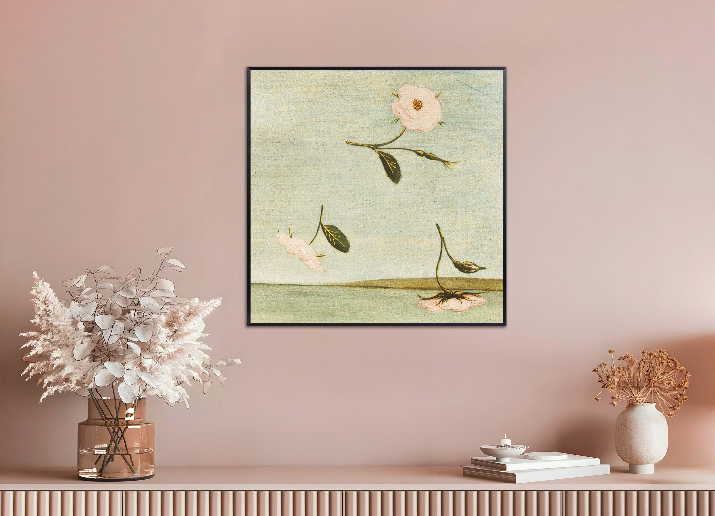 Poster of Falling Flowers from Botticelli’s Venus, with metal frame