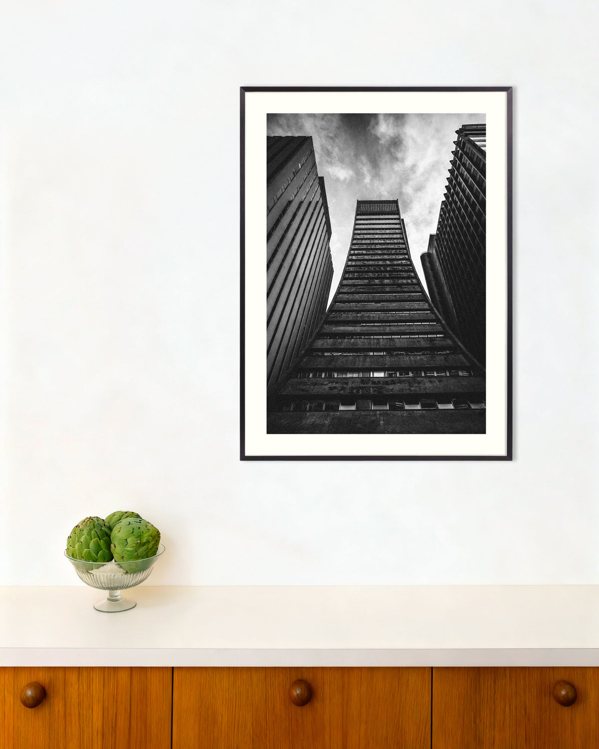 Poster of Flared Tower Between Giants, with metal frame