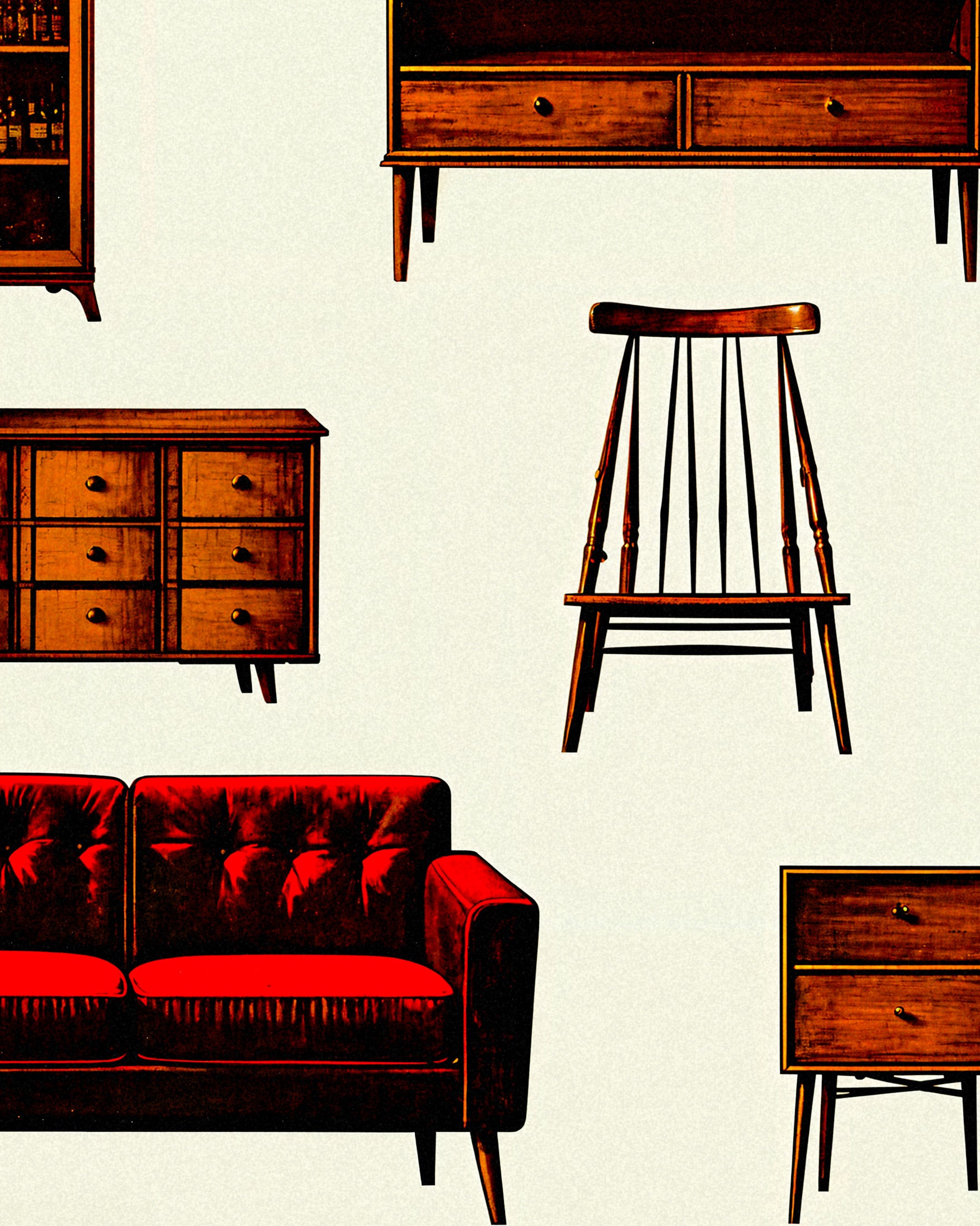 Flea market poster, furniture