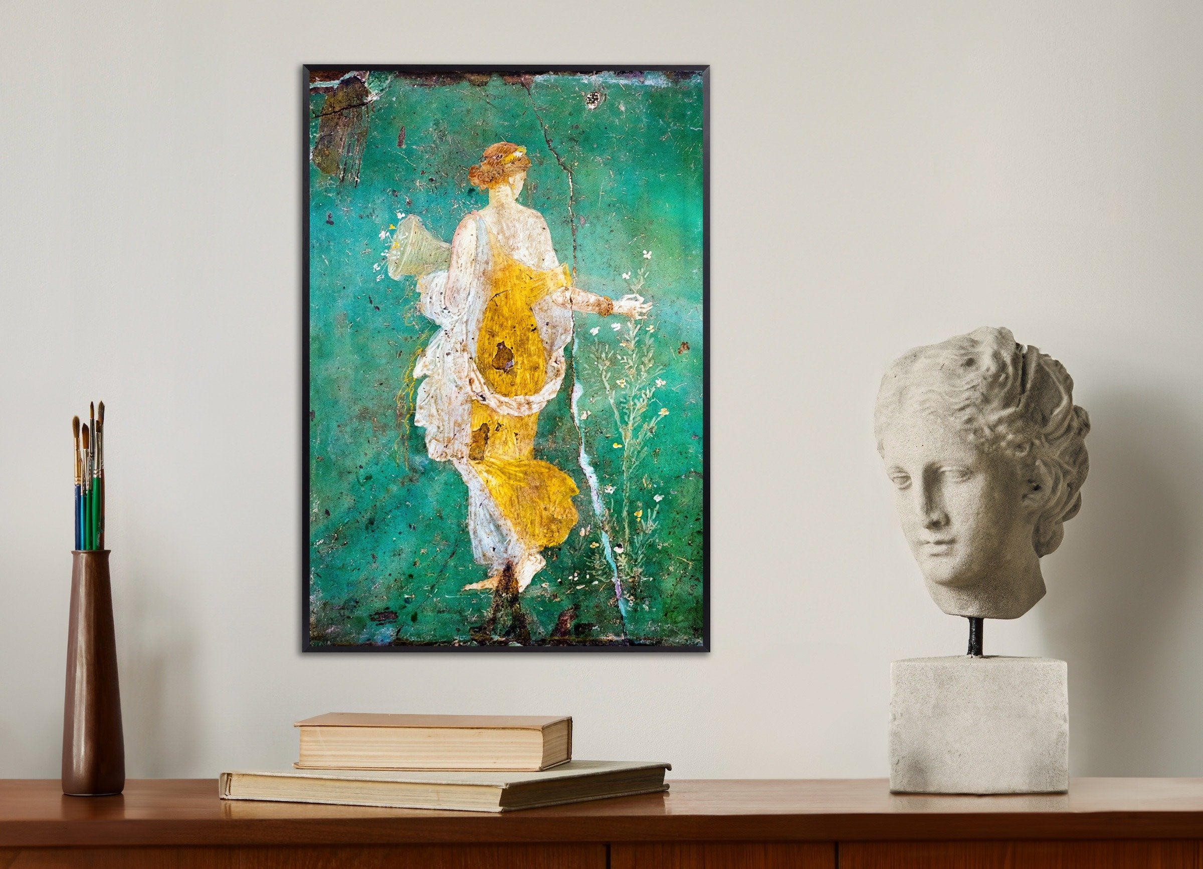Poster of Flora Wall Fresco – Stabiae - Ancient Roman Painting, with metal frame
