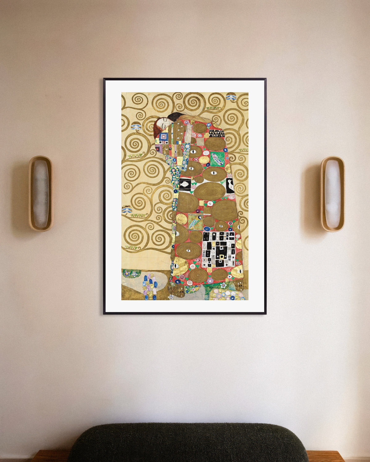 Poster of Fulfillment, Stoclet Frieze (1910–1911) by Gustav Klimt, with metal frame