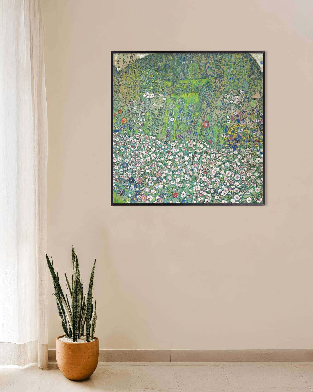 Poster of Garden Landscape with Hilltop (1916) by Gustav Klimt, with metal frame