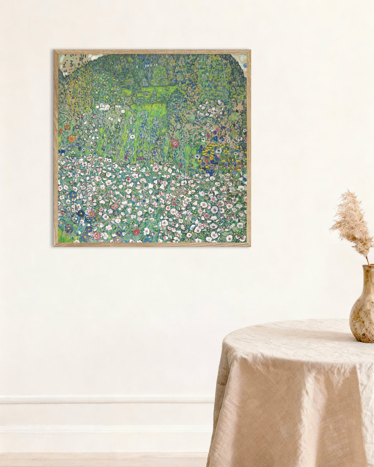 Poster of Garden Landscape with Hilltop (1916) by Gustav Klimt, with natural wooden frame