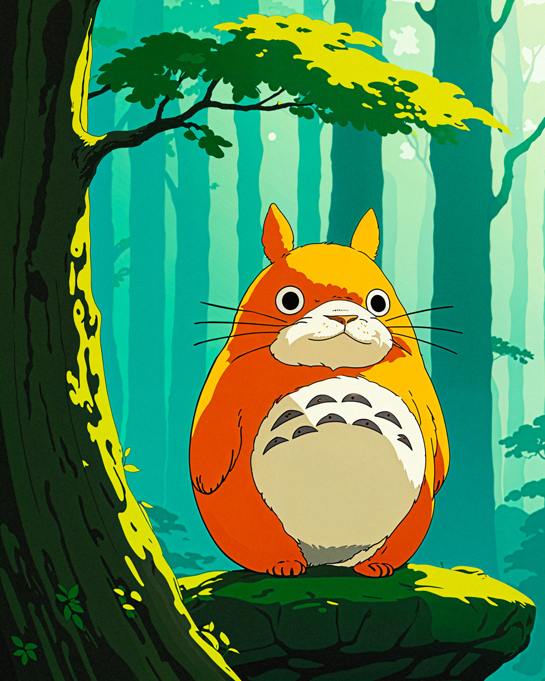Studio Ghibli Print Featuring Totoro in a Meditative Pose
