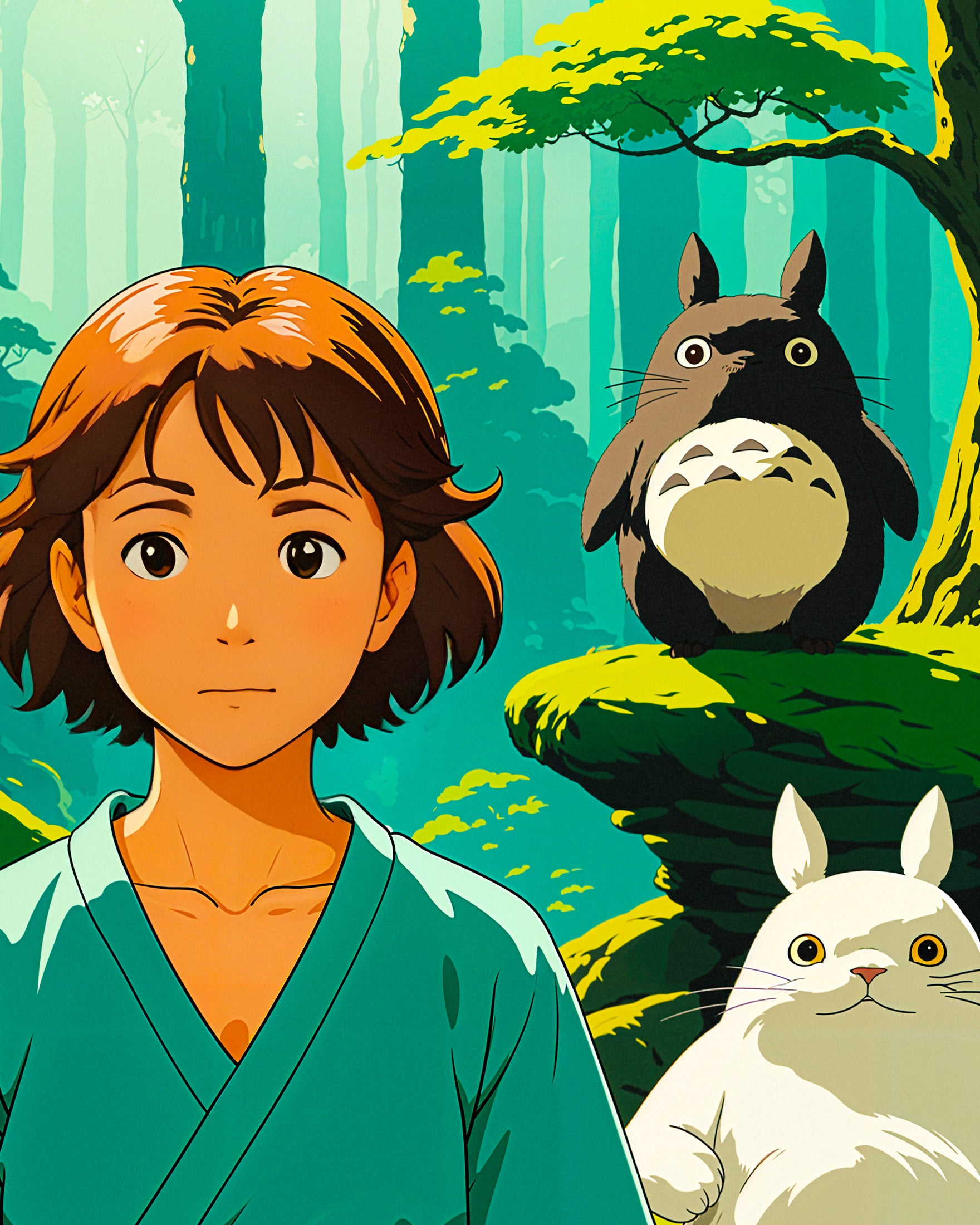 Studio Ghibli Print Featuring Totoro in a Meditative Pose