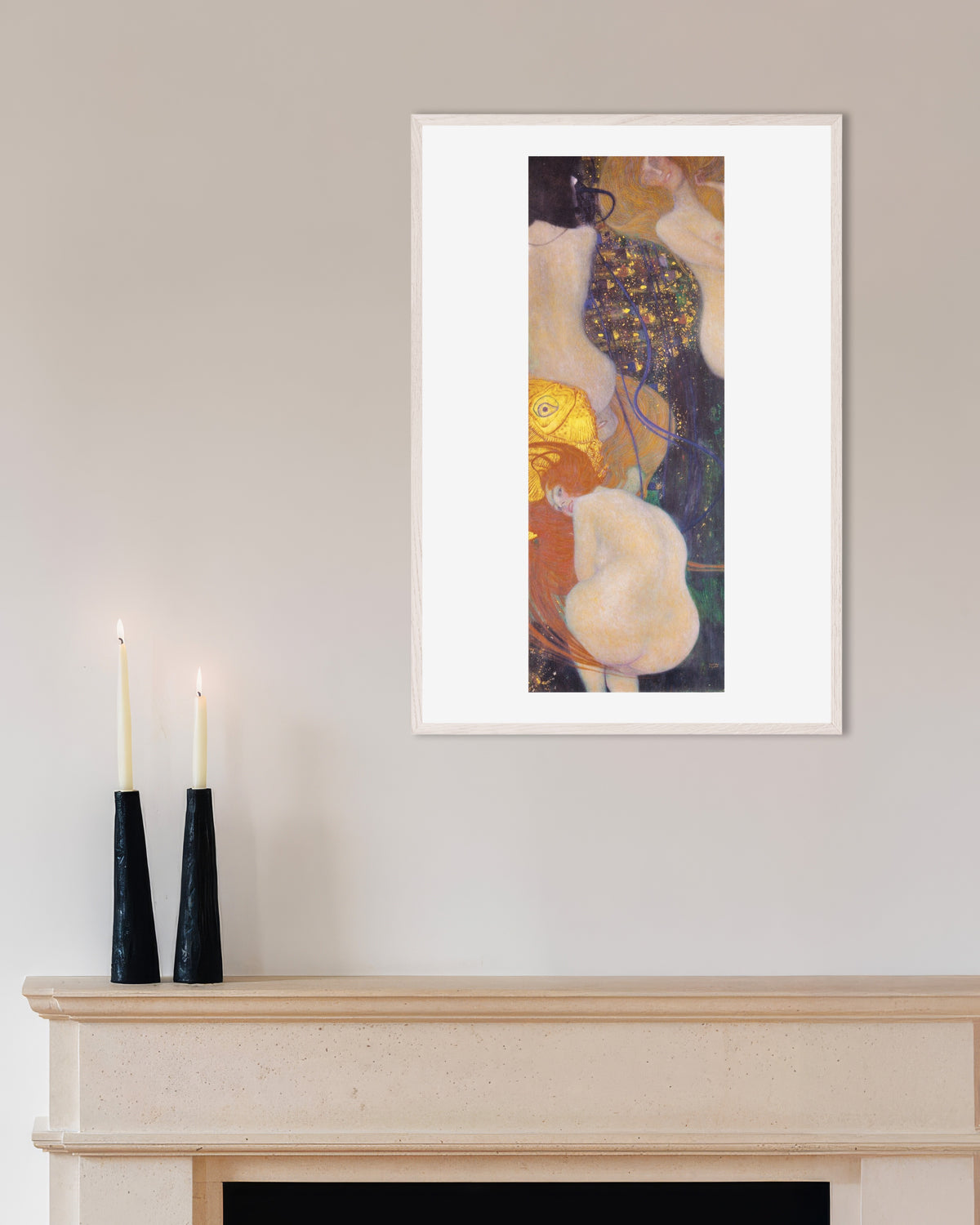 Poster of Goldfish (1901–1902) by Gustav Klimt, with white wooden frame
