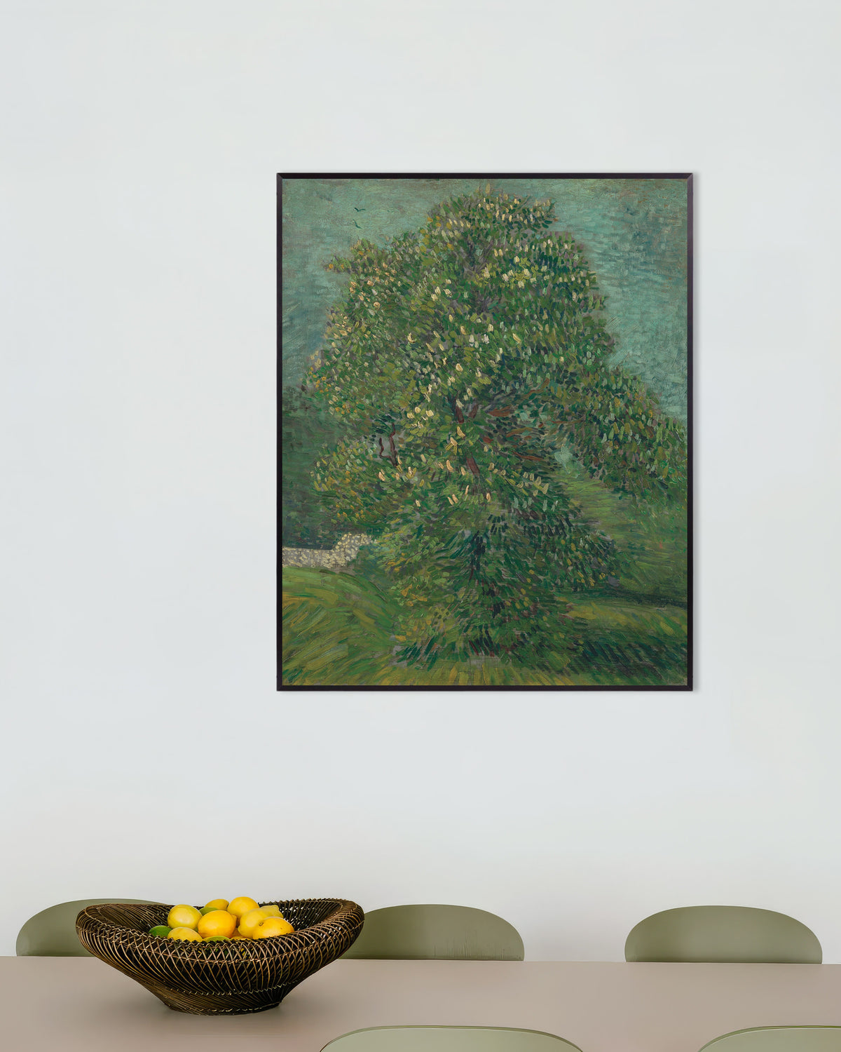 Poster of Horse Chestnut Tree in Blossom (1887) by Vincent van Gogh, with metal frame