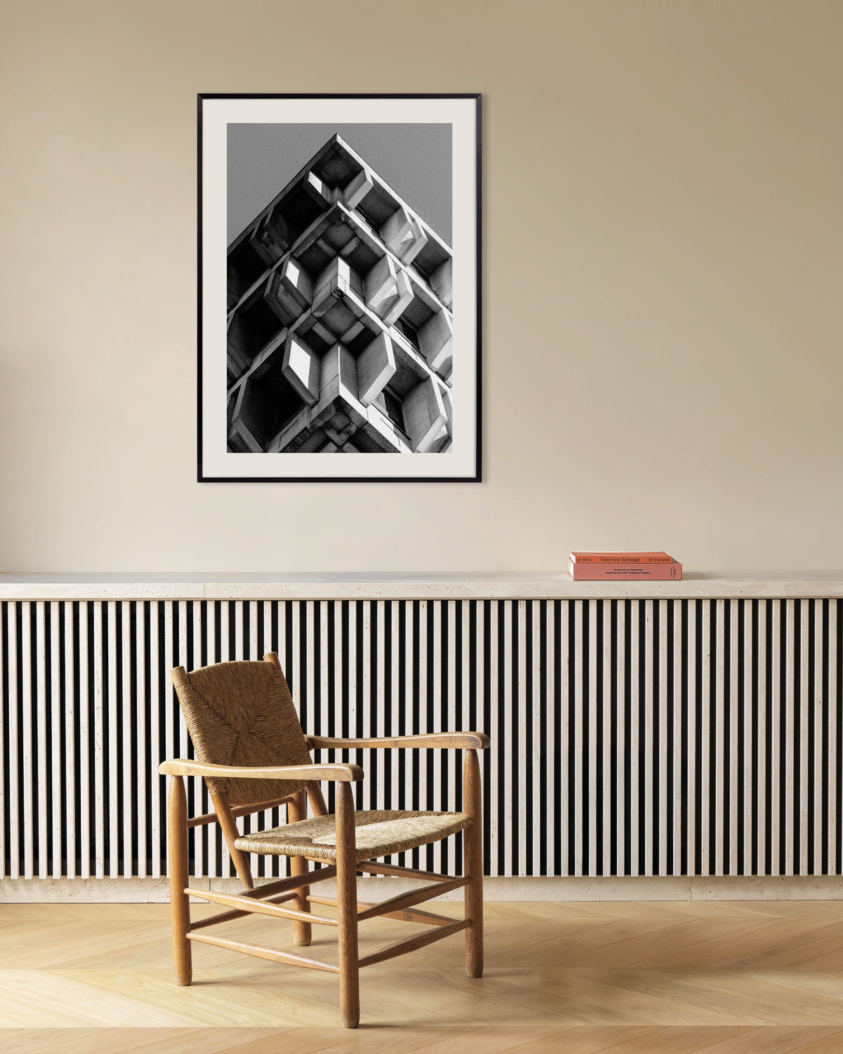 Poster of Inverted Pyramid of Concrete Boxes, with metal frame
