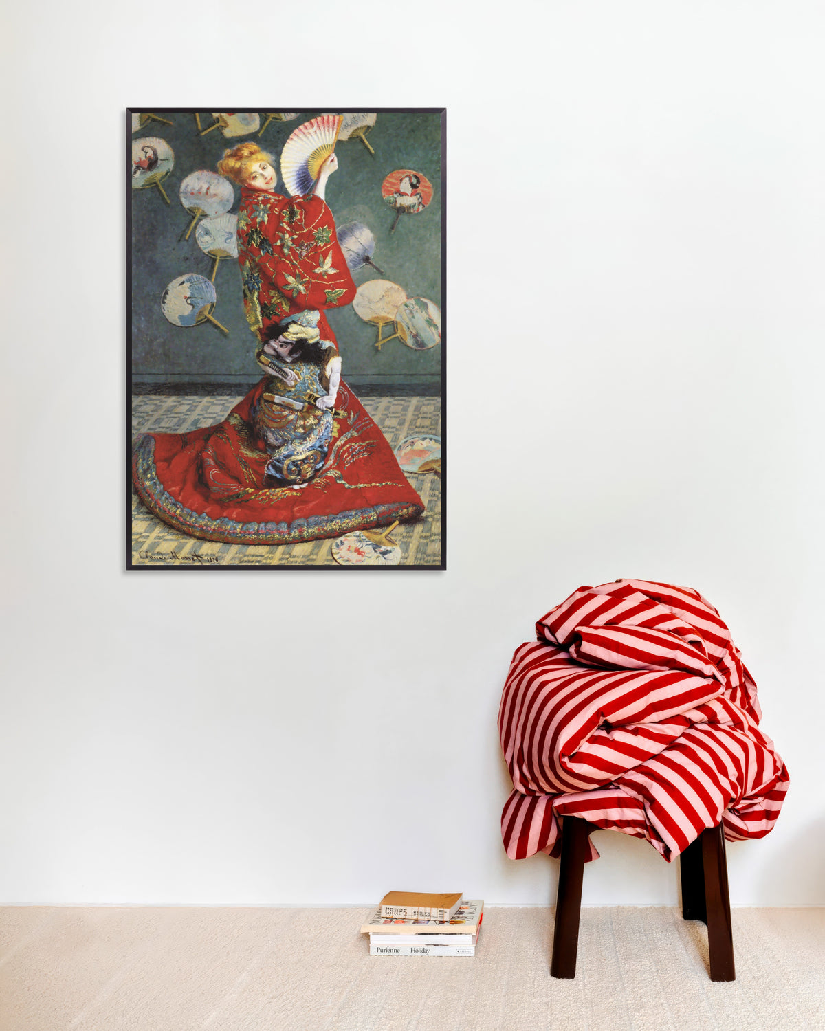 Poster of La Japonaise, Camille Monet in Japanese Costume (1876) by Claude Monet, with metal frame