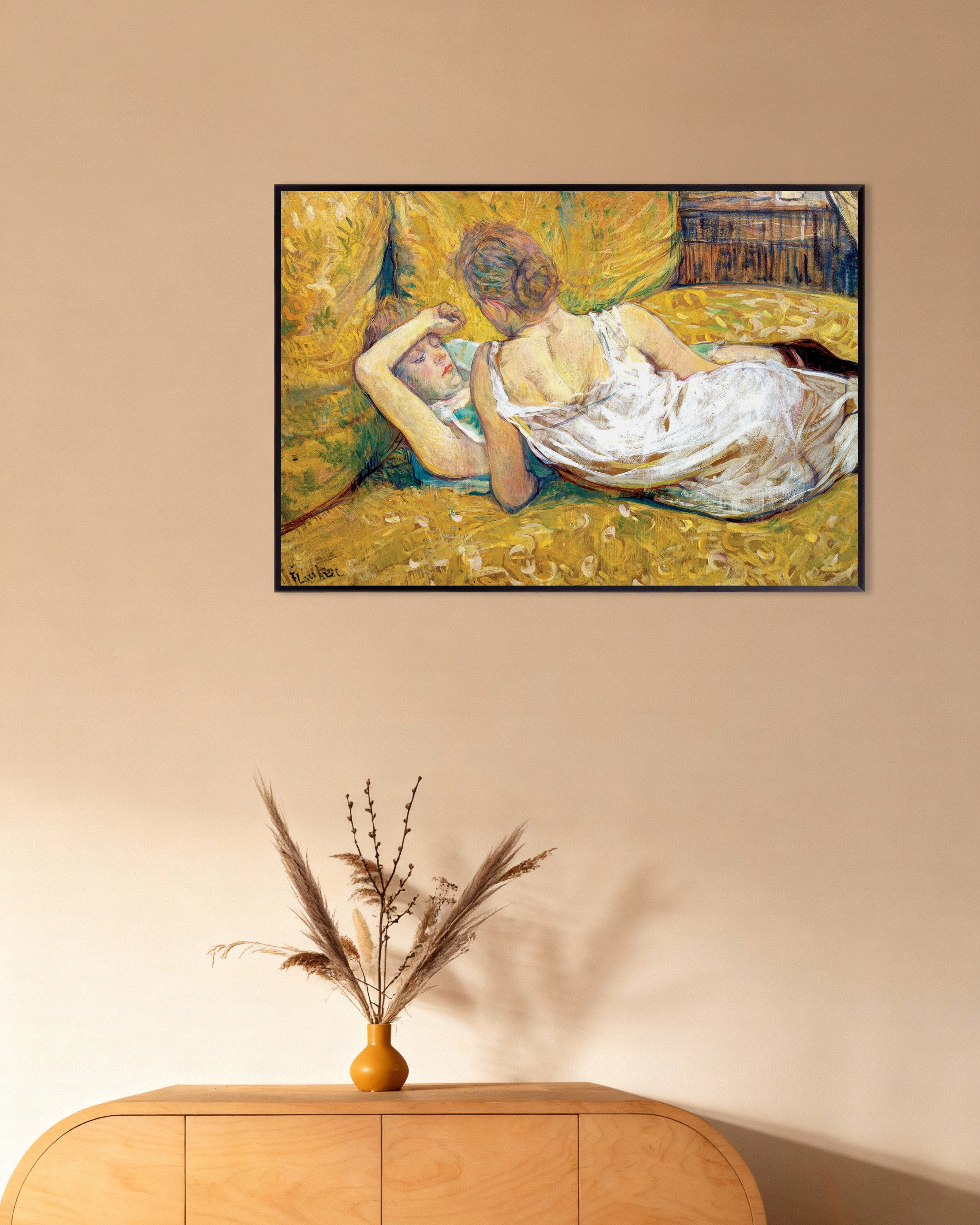 Poster of L'abandon (les deux amies) (1895) by Henri de Toulouse-Lautrec, with metal frame