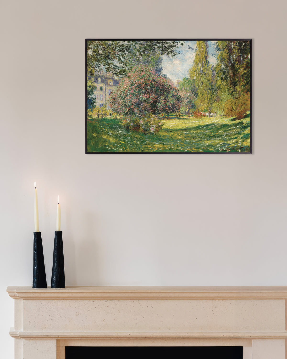 Poster of Landscape: The Parc Monceau (1876) by Claude Monet, with metal frame