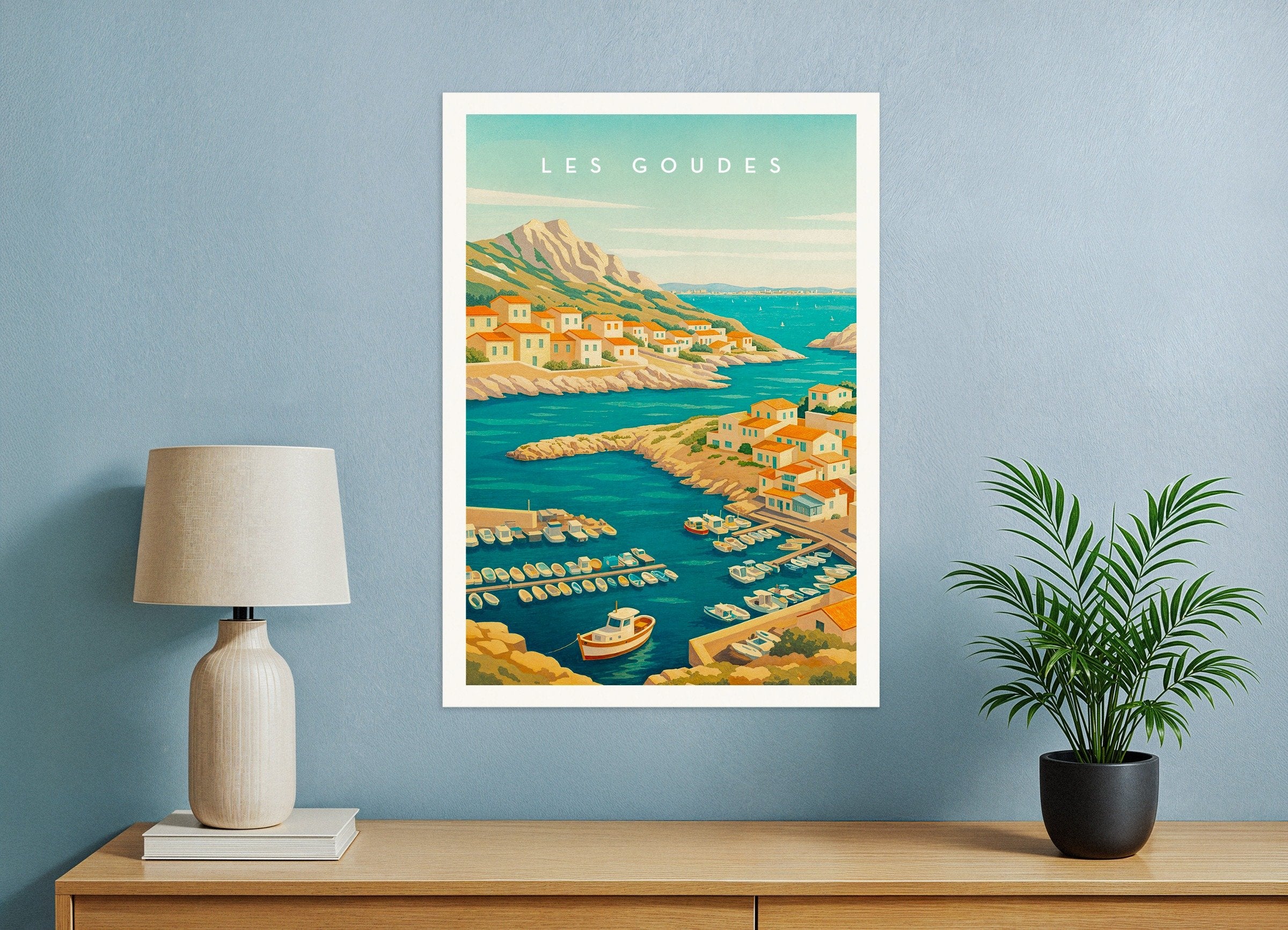Poster of Les Goudes Marseille Travel Poster - Mediterranean Fishing Village