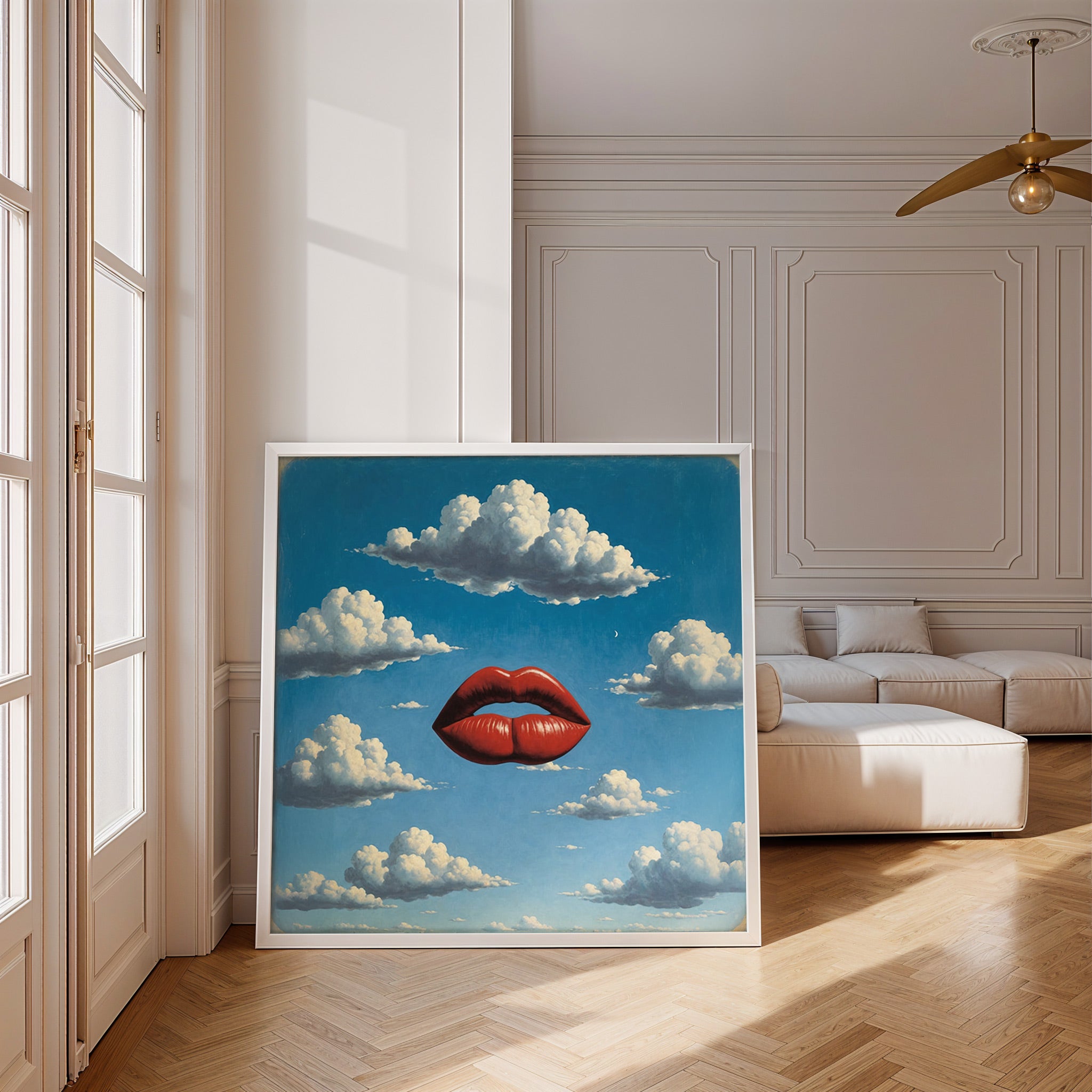 Crimson Lips Print – Enchanting Surrealist Artwork